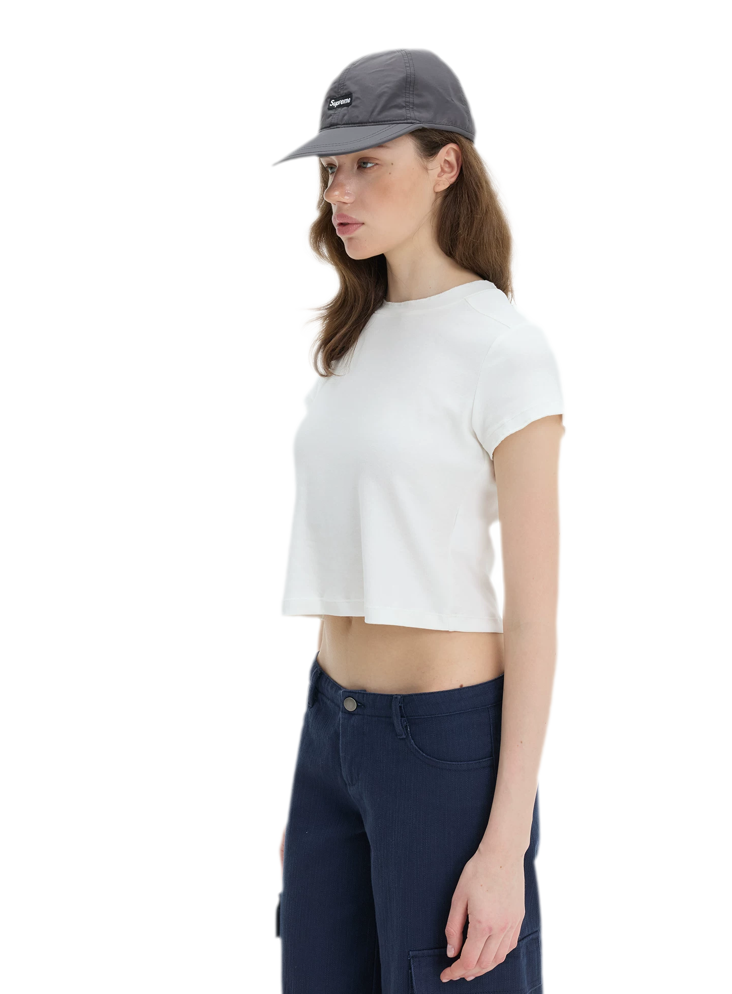 Stretch Cropped Crew-Neck T-Shirt