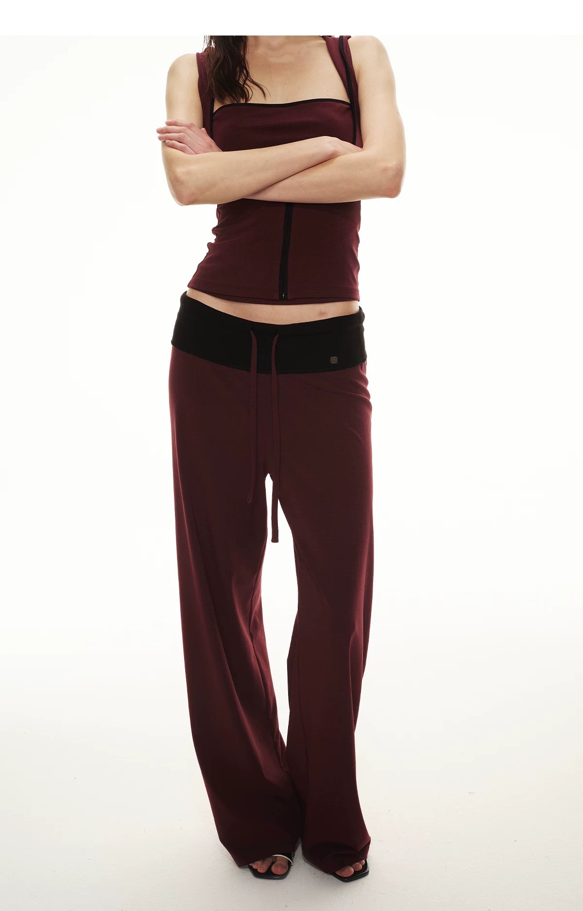 Tencel Knit Two-Piece Hoodie Vest & Drawstring Pants