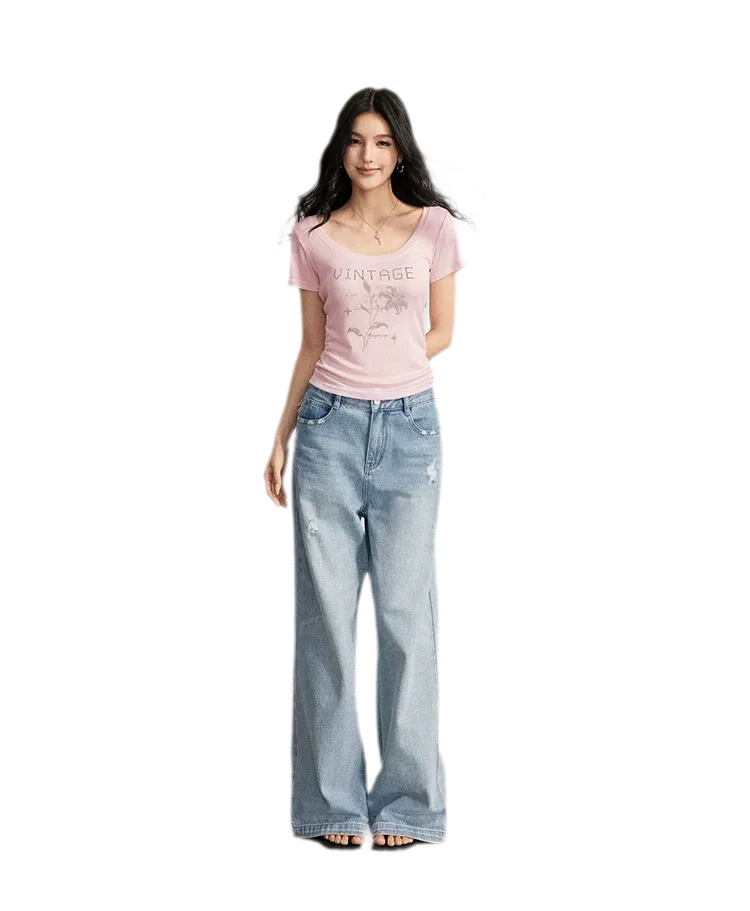 Floral U-Neck Tee