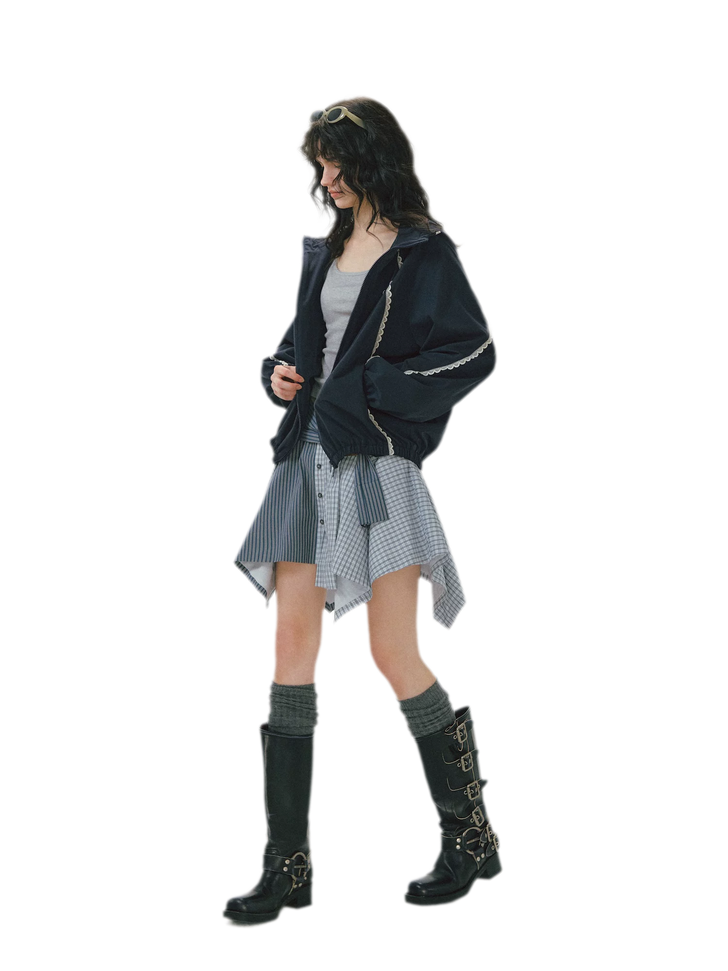 Lace Panel Hooded Jacket