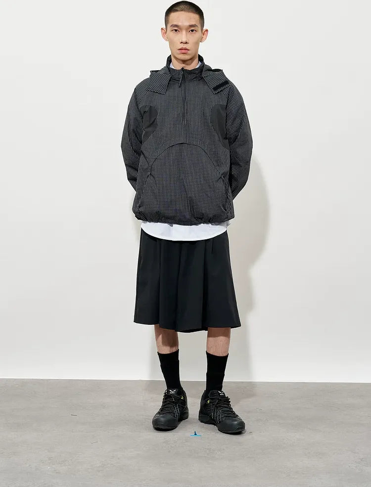 Checked Zip Pullover Jacket
