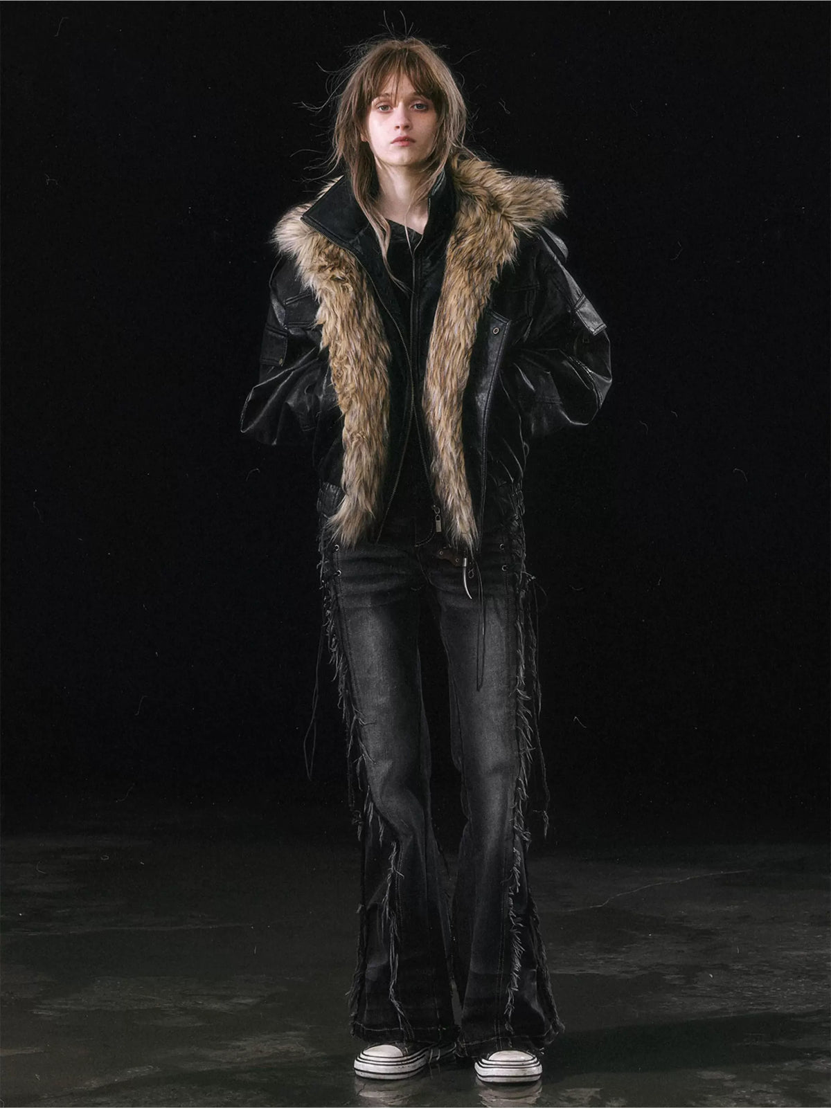 Detachable Fur Collar Flight Jacket
