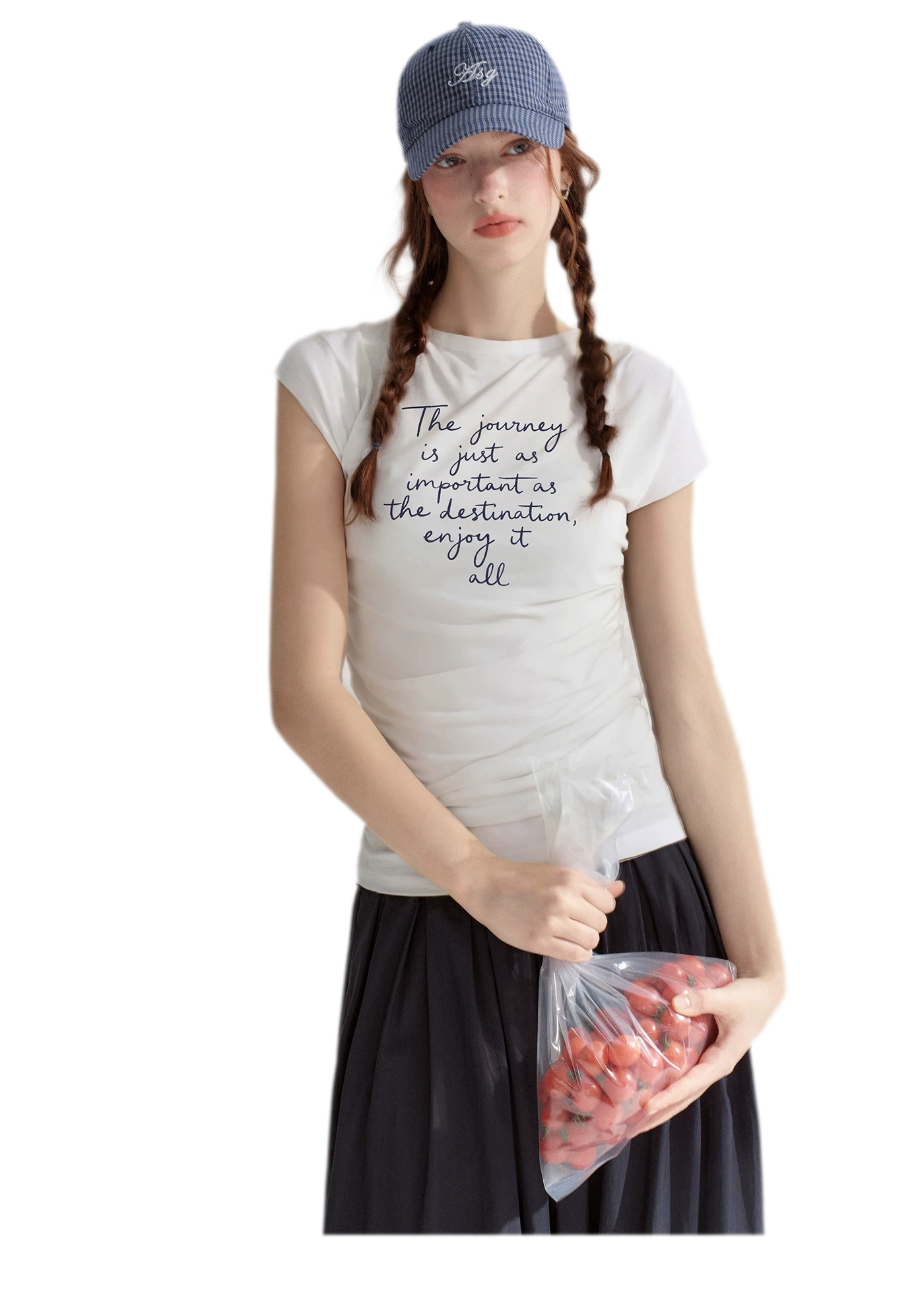 Ruched Embroidered Sleeve T-Shirt