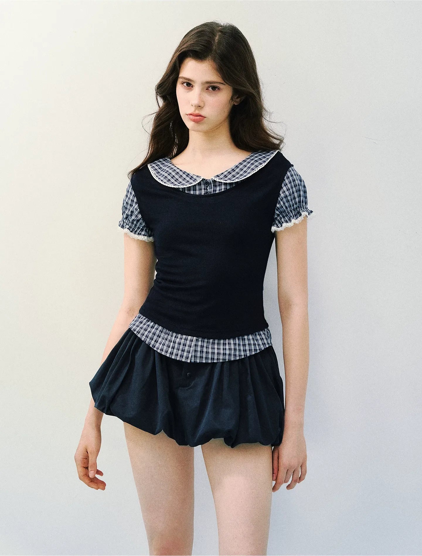 High-Intellect Tencel Wool Faux Two-Piece T-Shirt