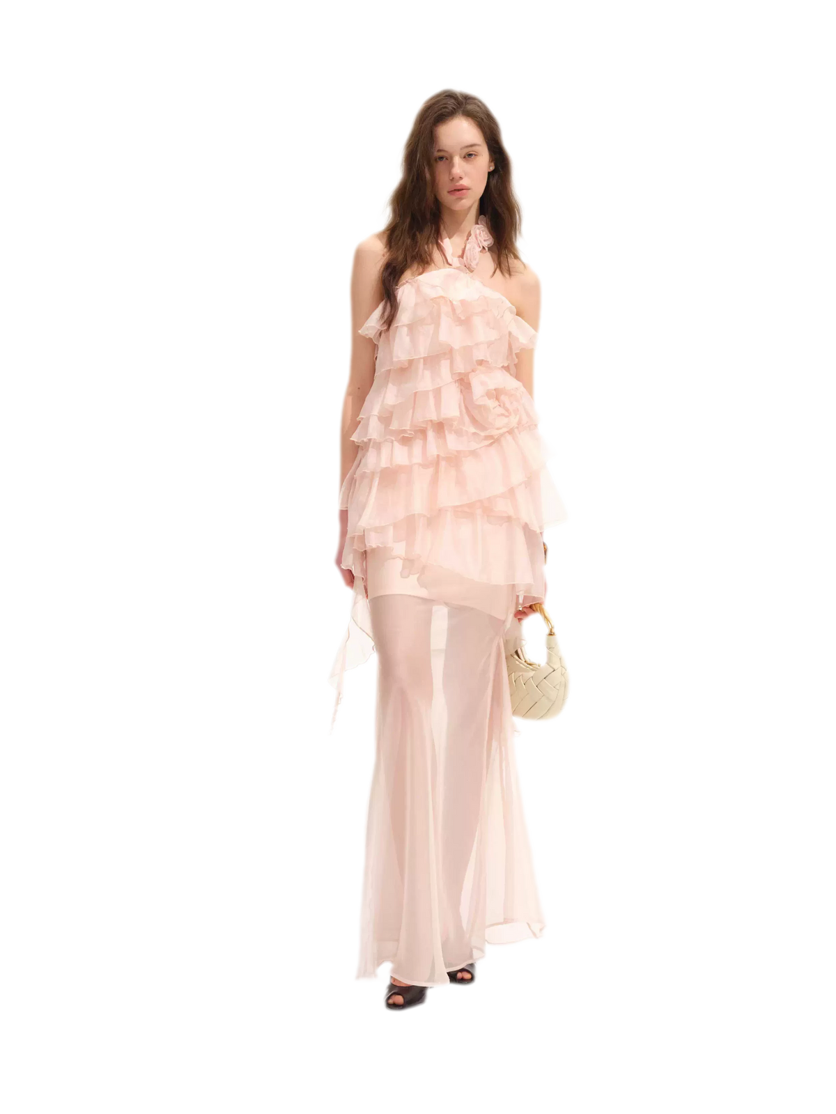 Kleid mit Lagen und Volantbesatz in Fischschwanz-Silhouette