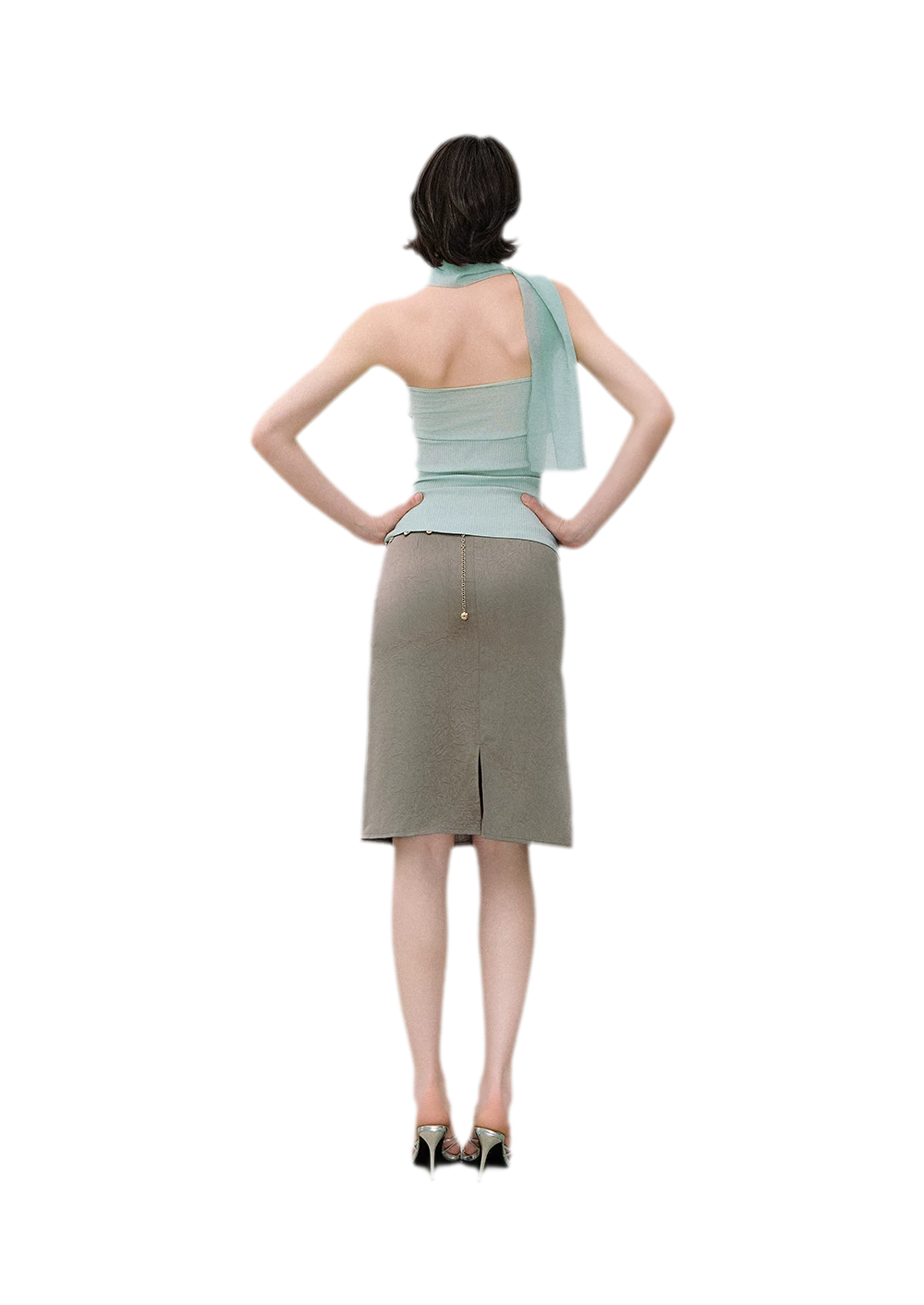 Mesh Scarf-style Tencel Knit Tube Top