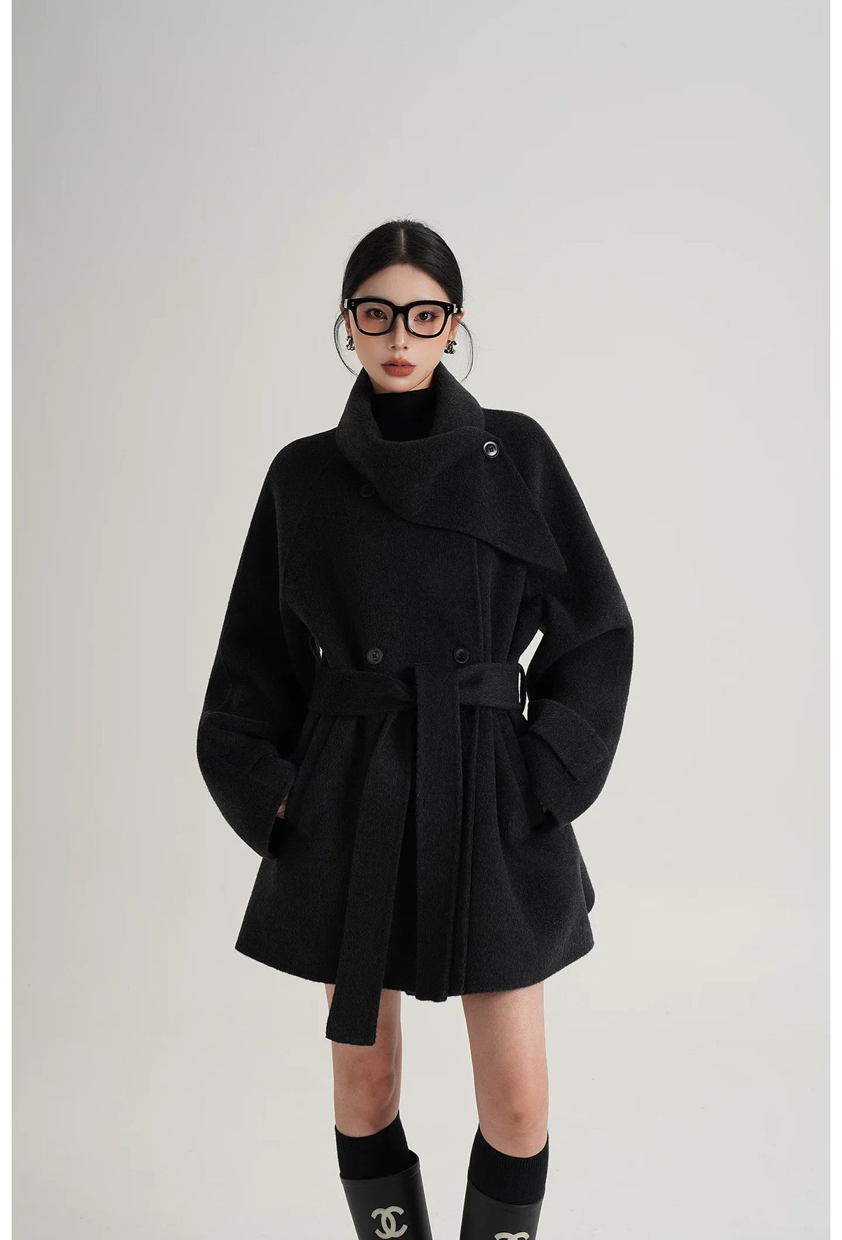 Hand-Stitched Belted Wool Coat