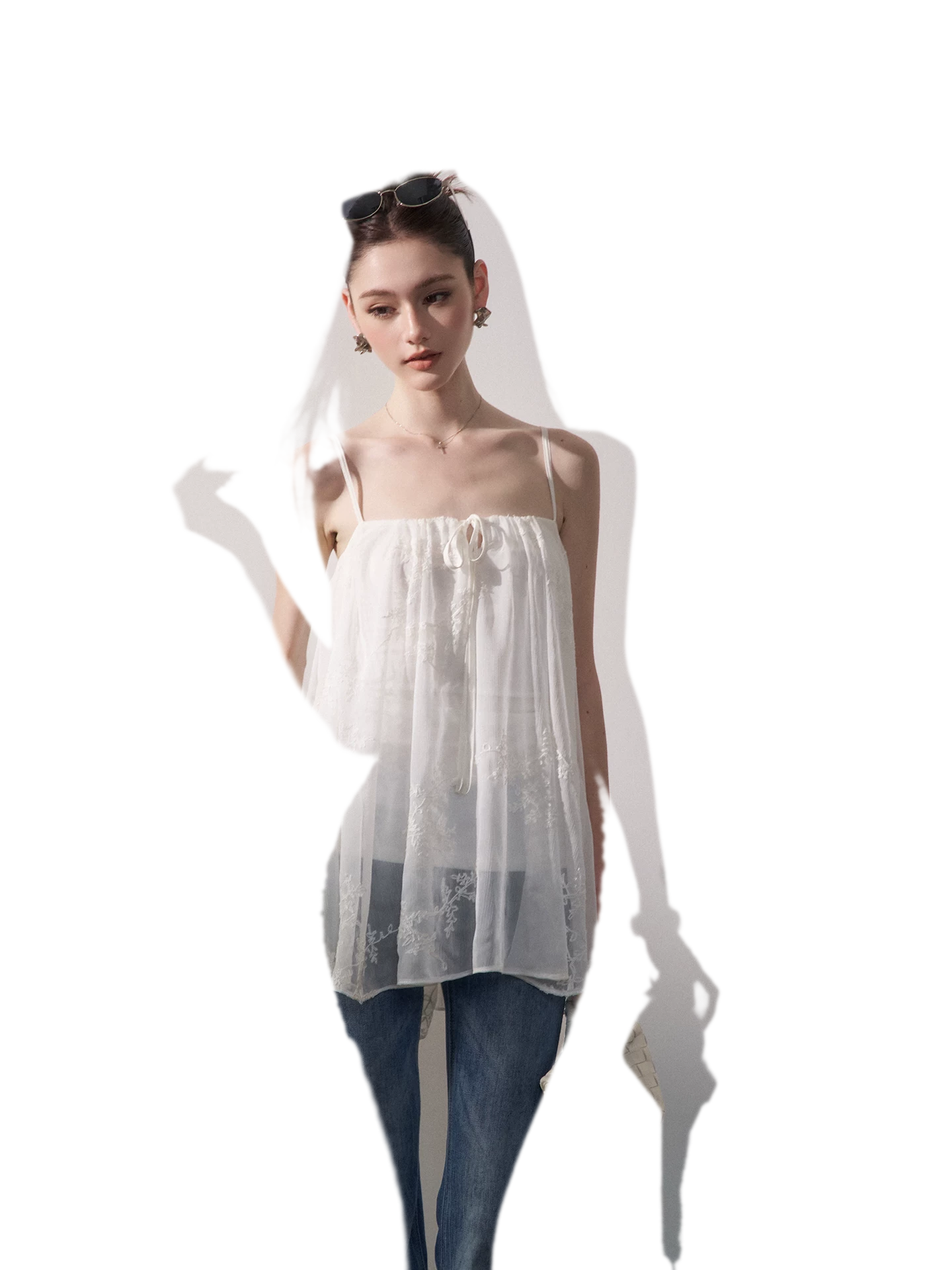 Ruched Tulle Camisole