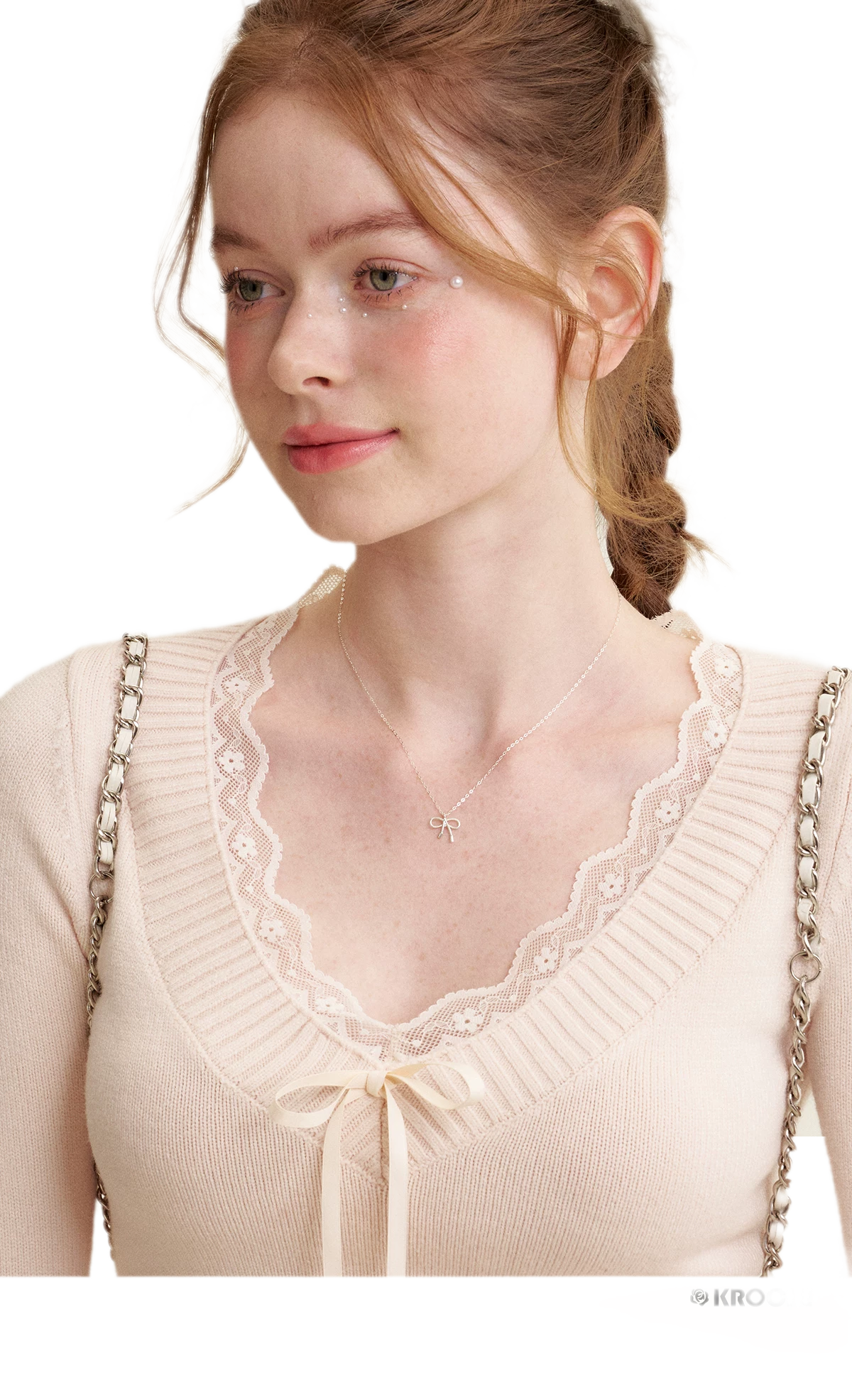 Lace Bow Knit Top