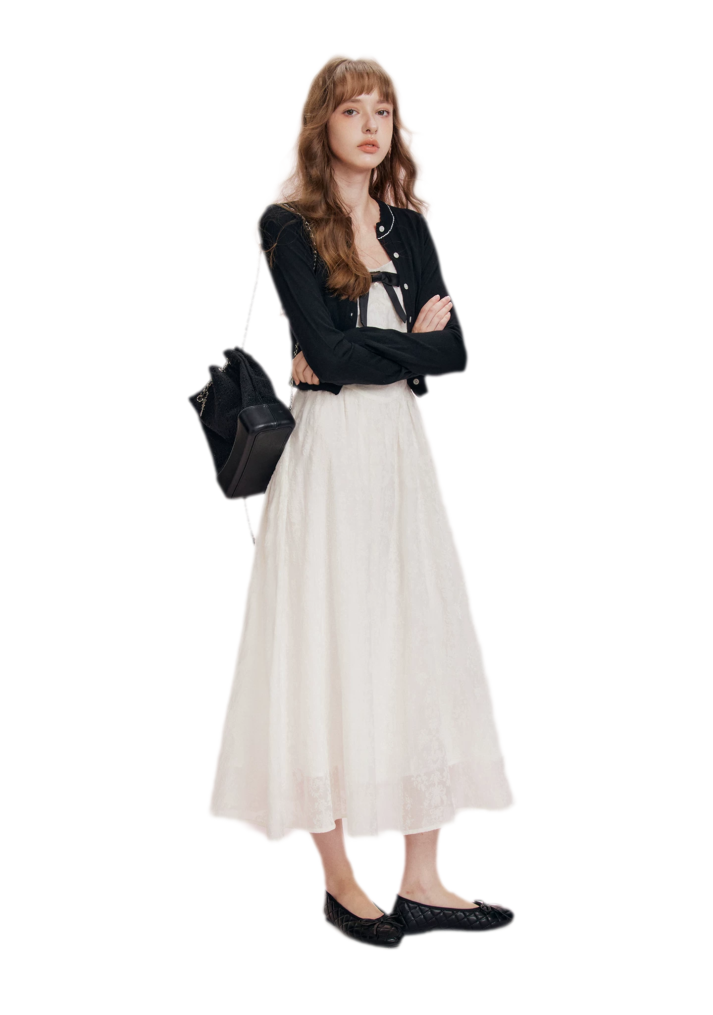 Cashmere Wave Trim Cardigan