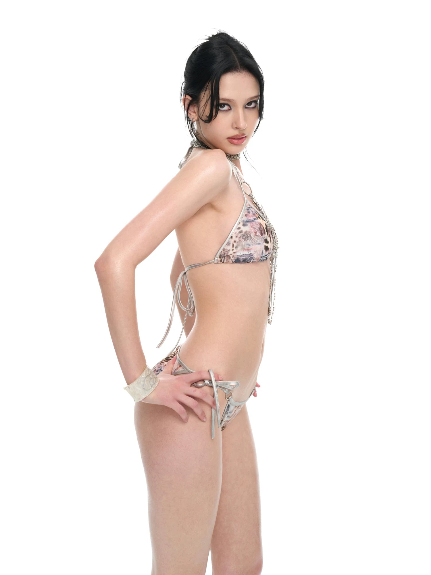 Leopard Print Tie-Back Triangle Cup Bikini Set