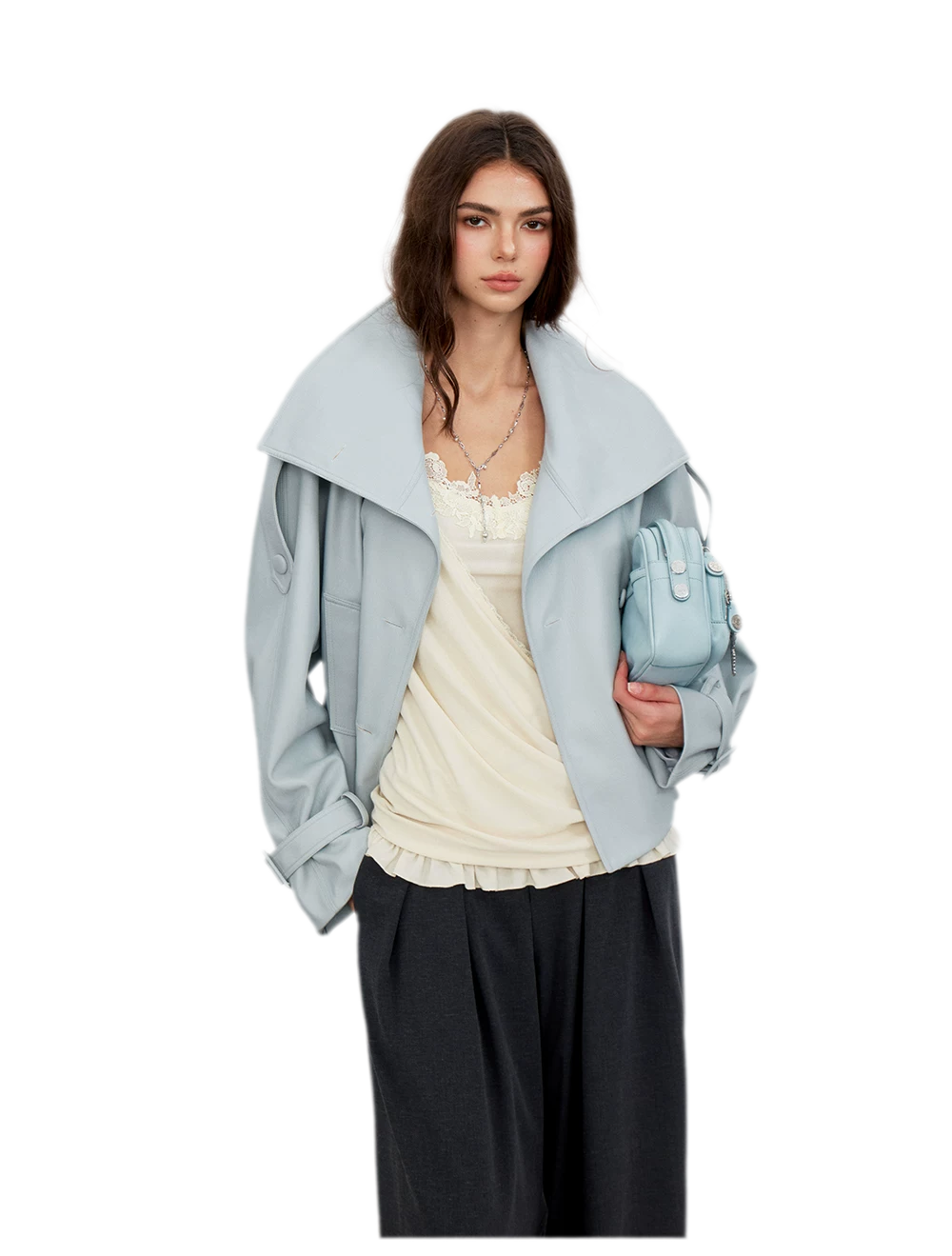 Matte Oversized Faux-Leather Jacket