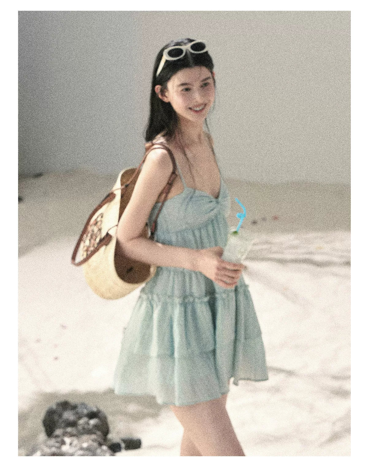 "Mossy Stone Steps" Summer Beach Camisole Dress