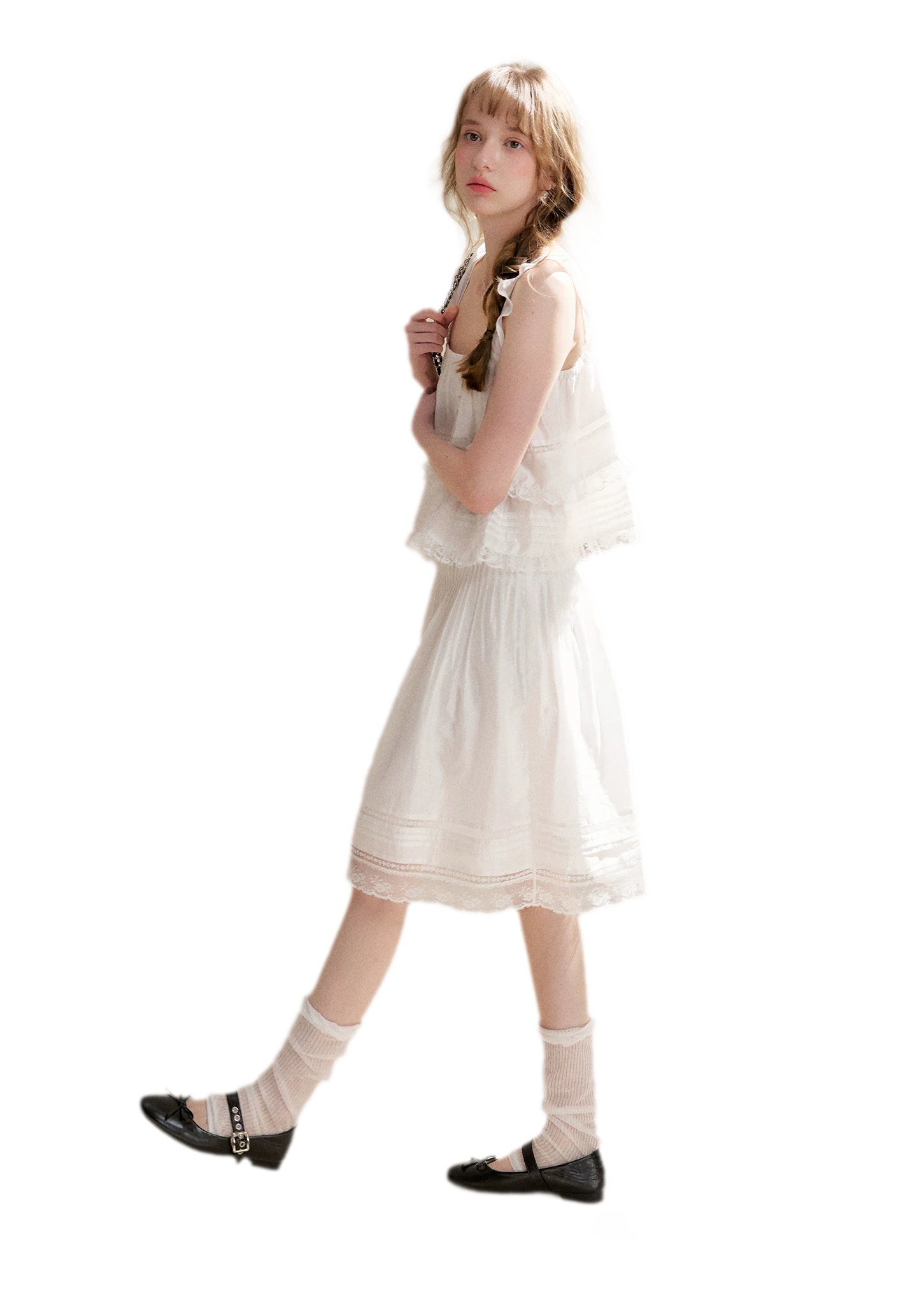 Lace Edge Camisole and Skirt Set