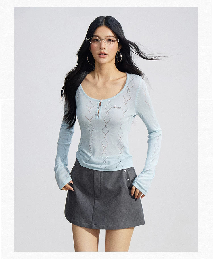 Ice Silk Hollow Knit Top