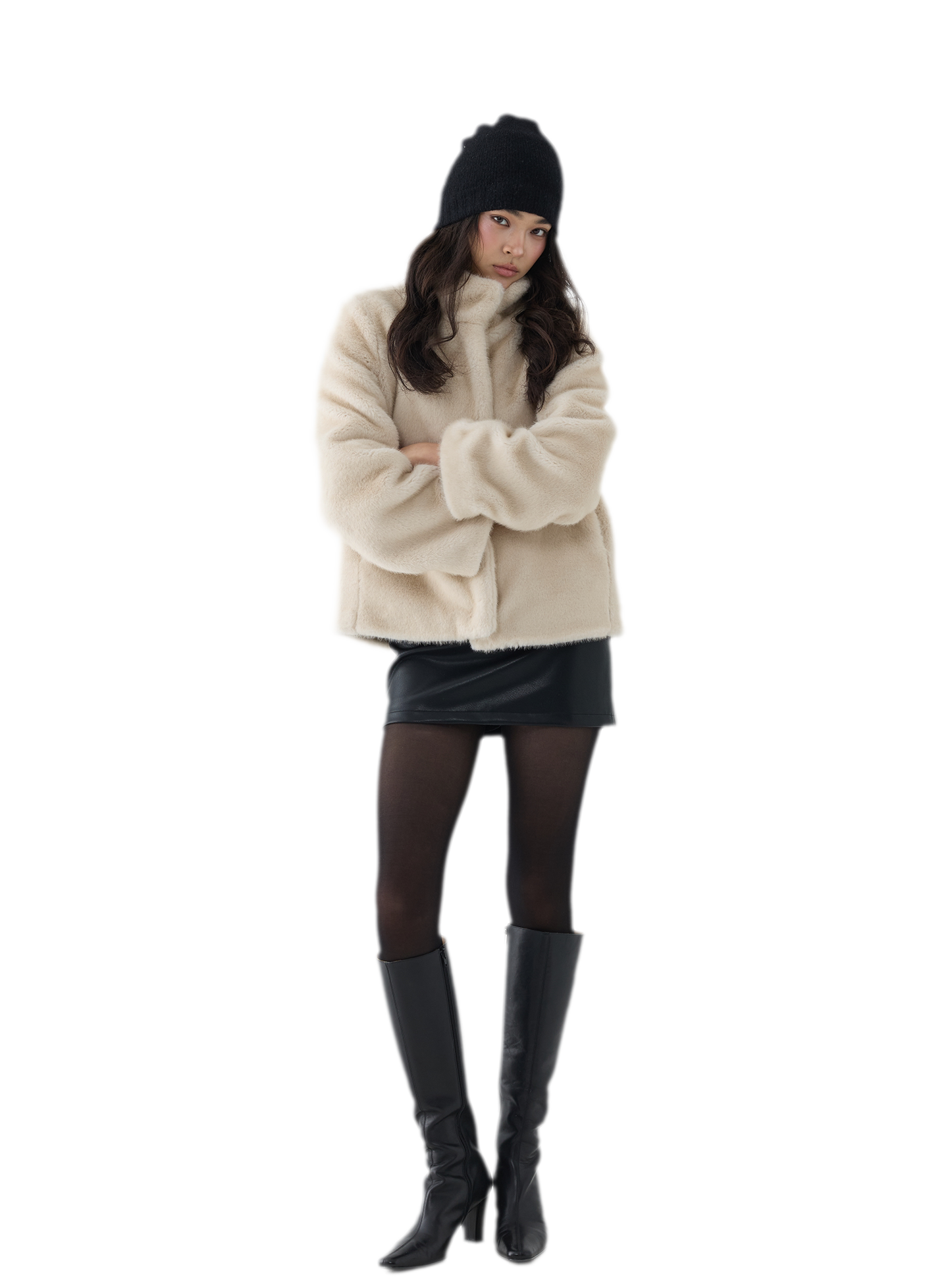 Eco-Friendly Cropped Faux Fur Jacket