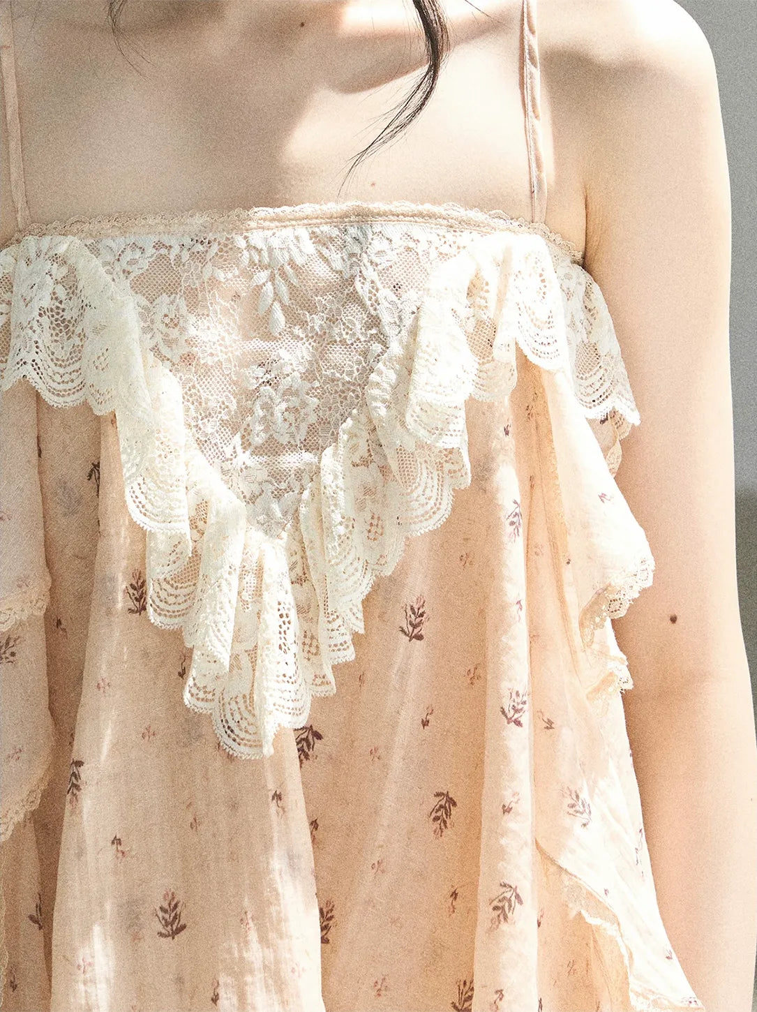 Lace Trim Asymmetric Cami