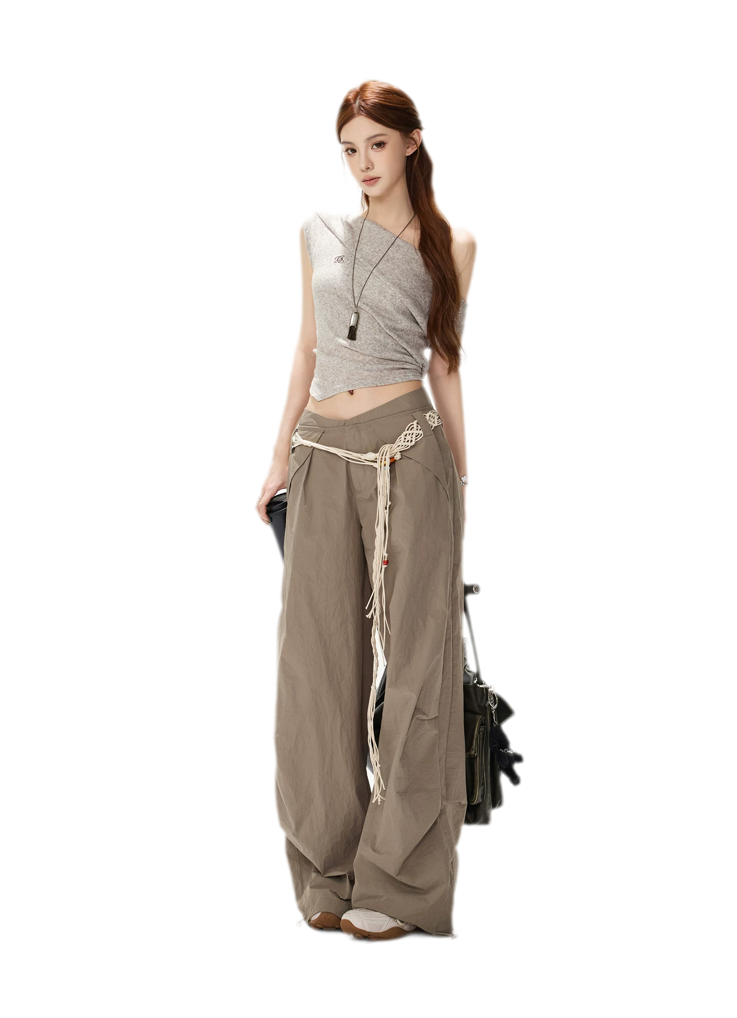 Melange Tie-Waist Skirt Set