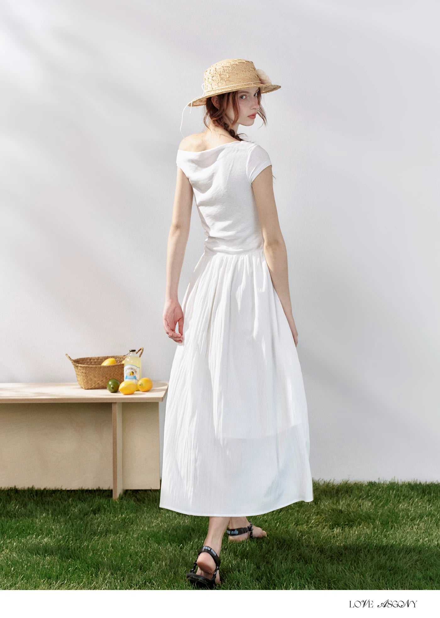 Lace-Trim Off-Shoulder Tie Dress