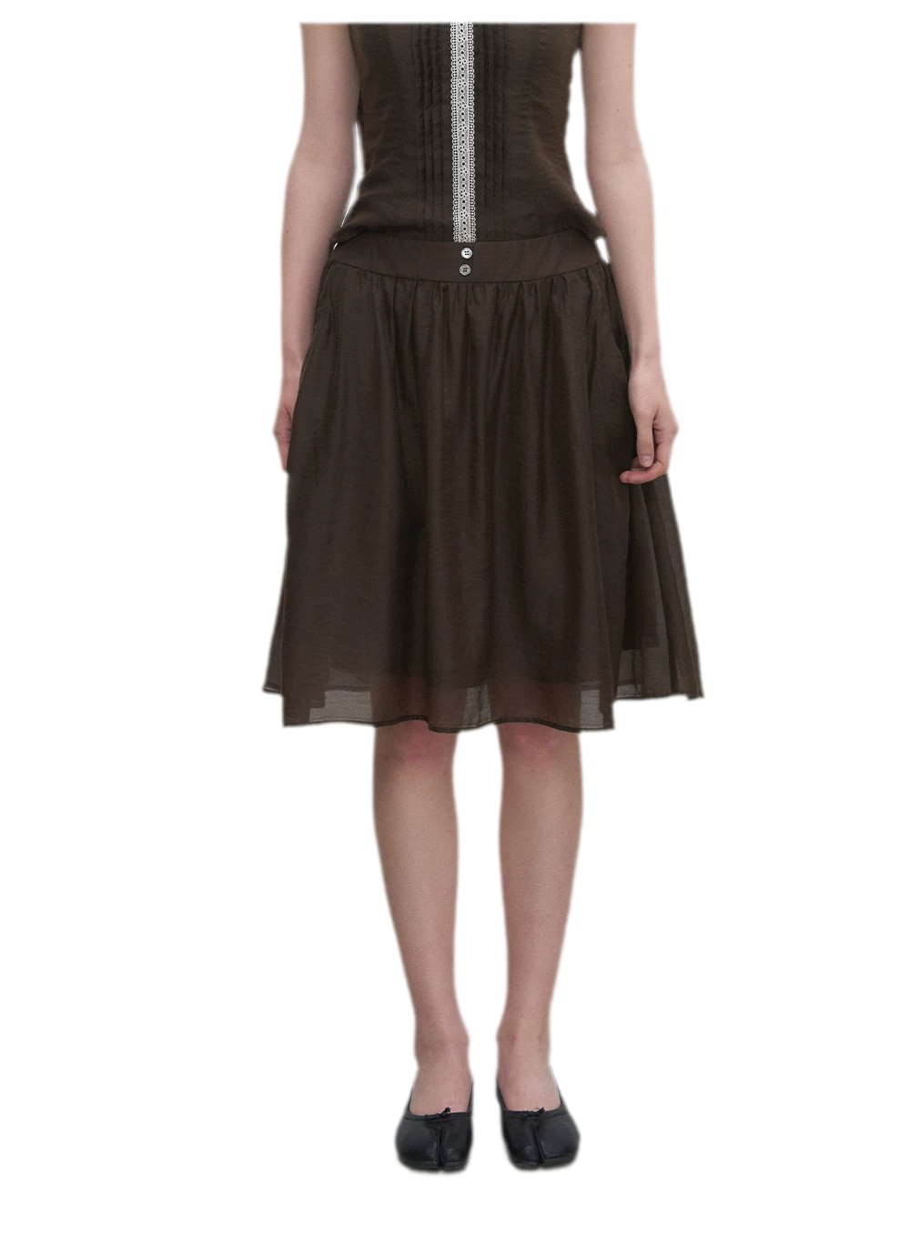 Tie-Neck Flared Skirt Set