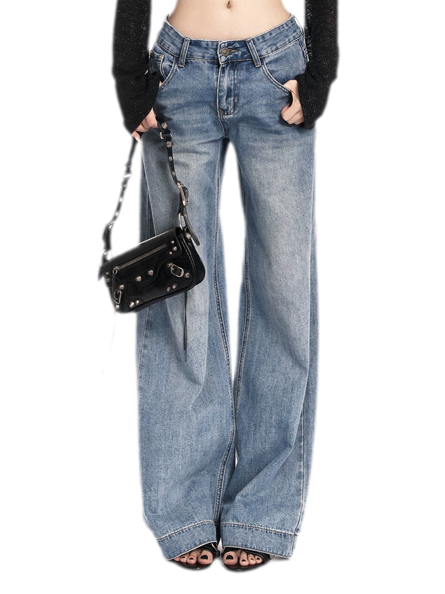 Vintage Wash Straight Jeans