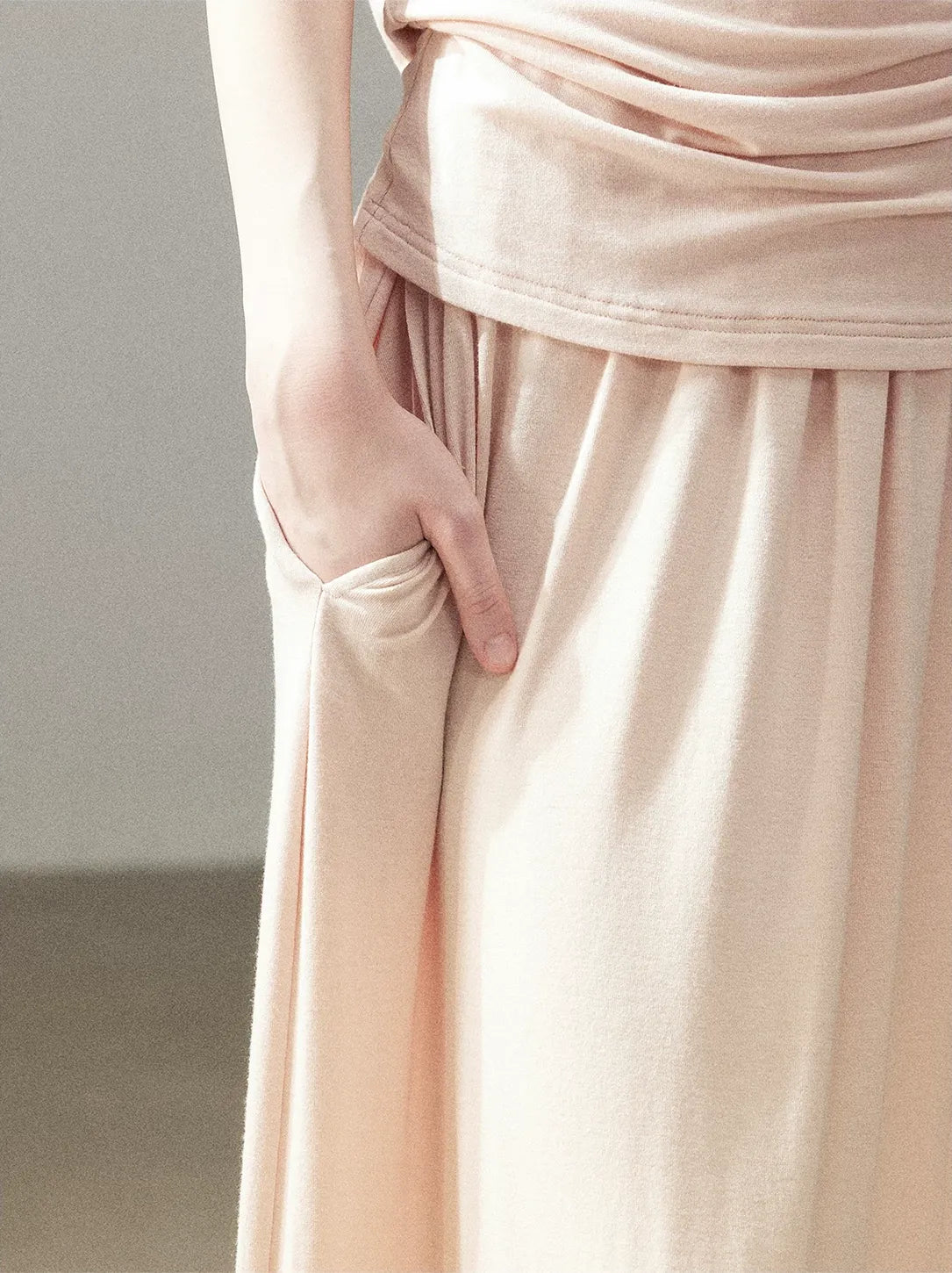 Knot Drape Midi Skirt Set