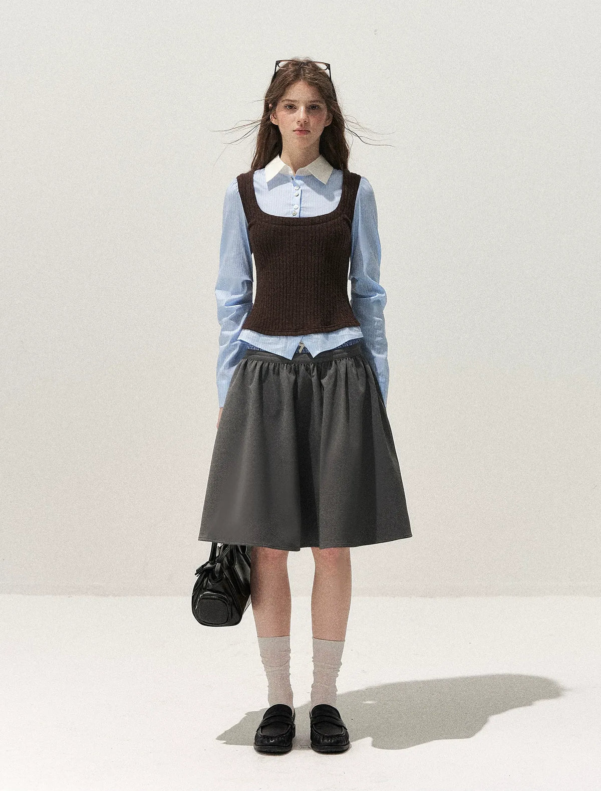 Pleated A-Line Mini Skirt