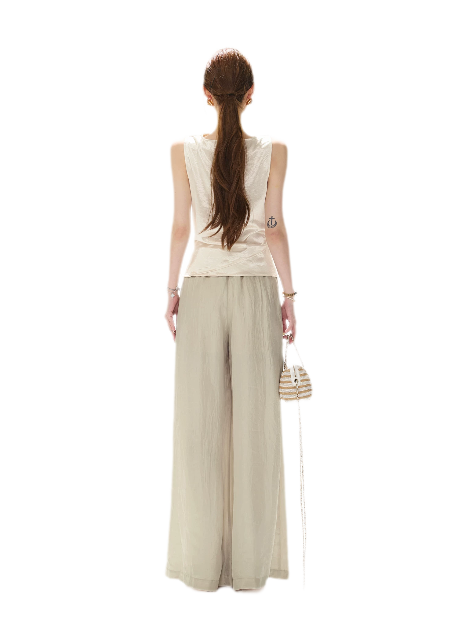 Draped Satin Cowl Top