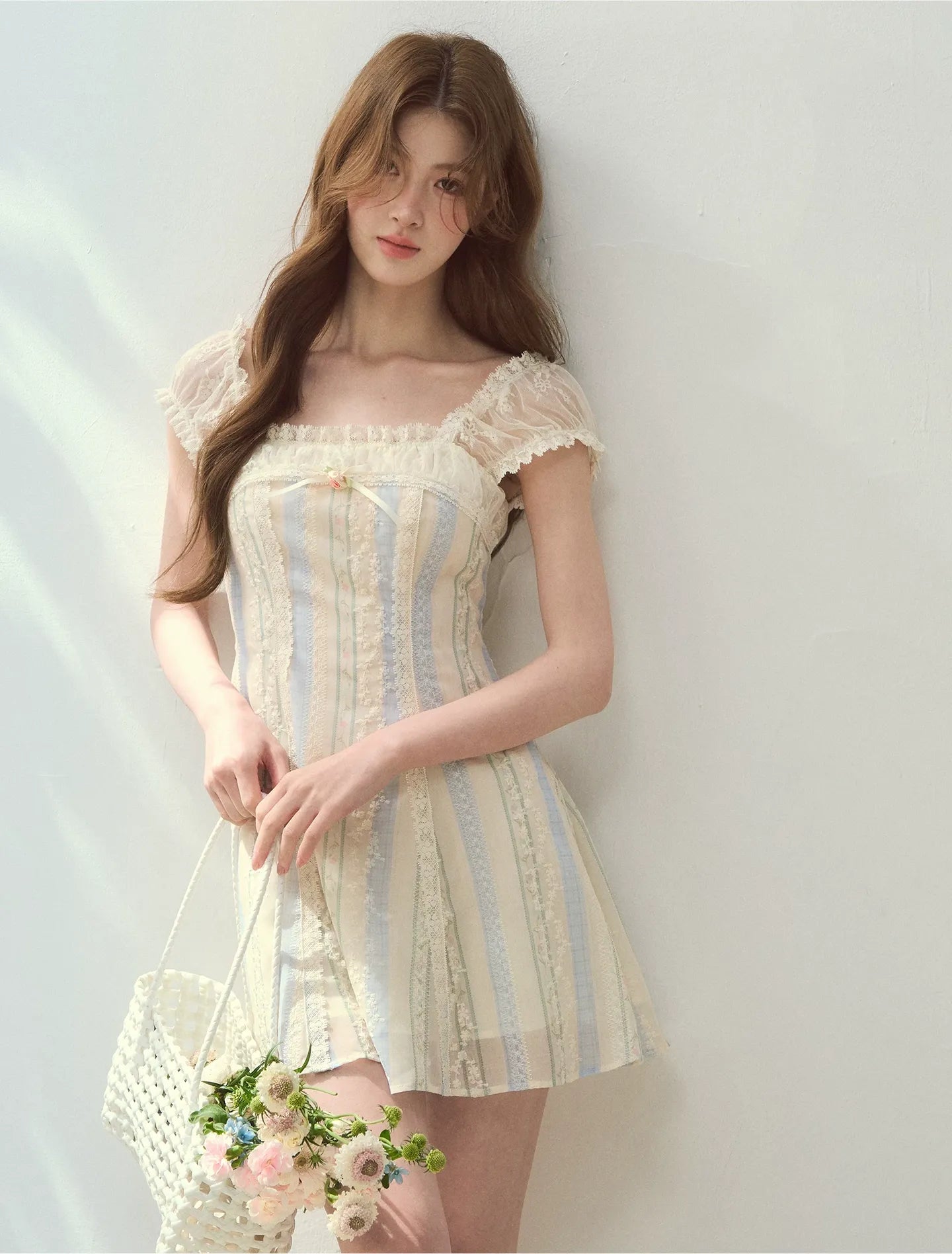 Floral Stripe A-Line Dress