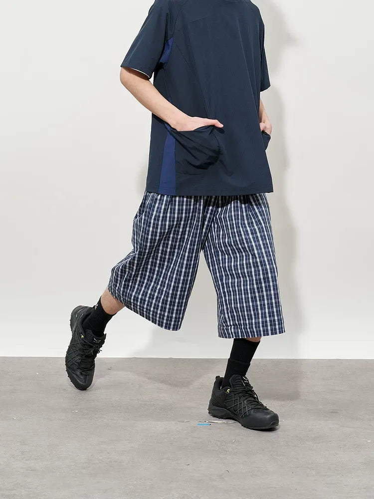 Detachable Check Straight-Leg Trousers