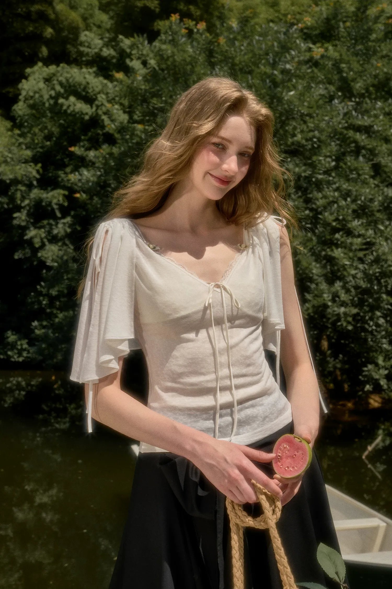 Lyocell Feather Cape Tee