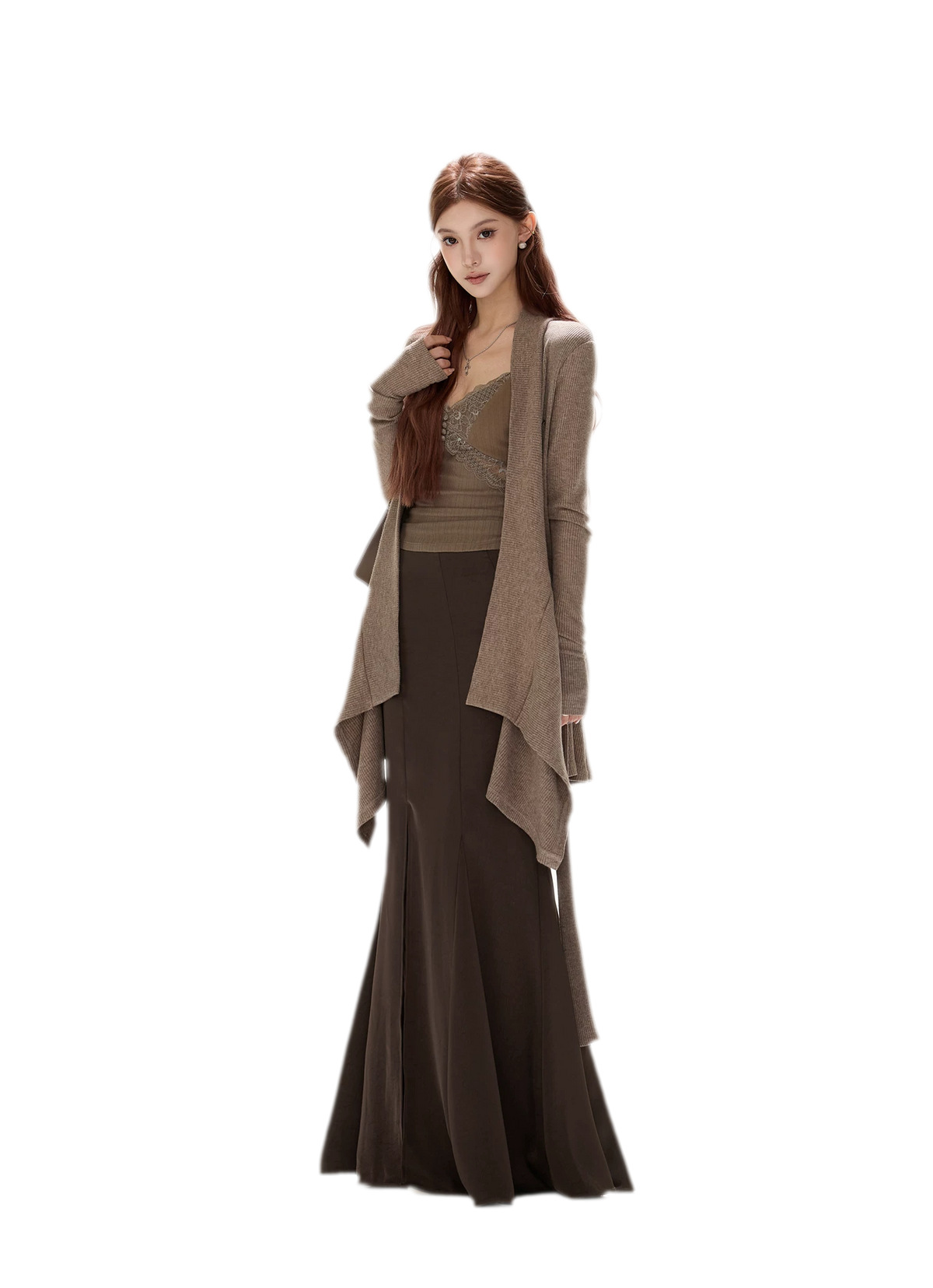 Matte Drape Irregular Hem Cardigan
