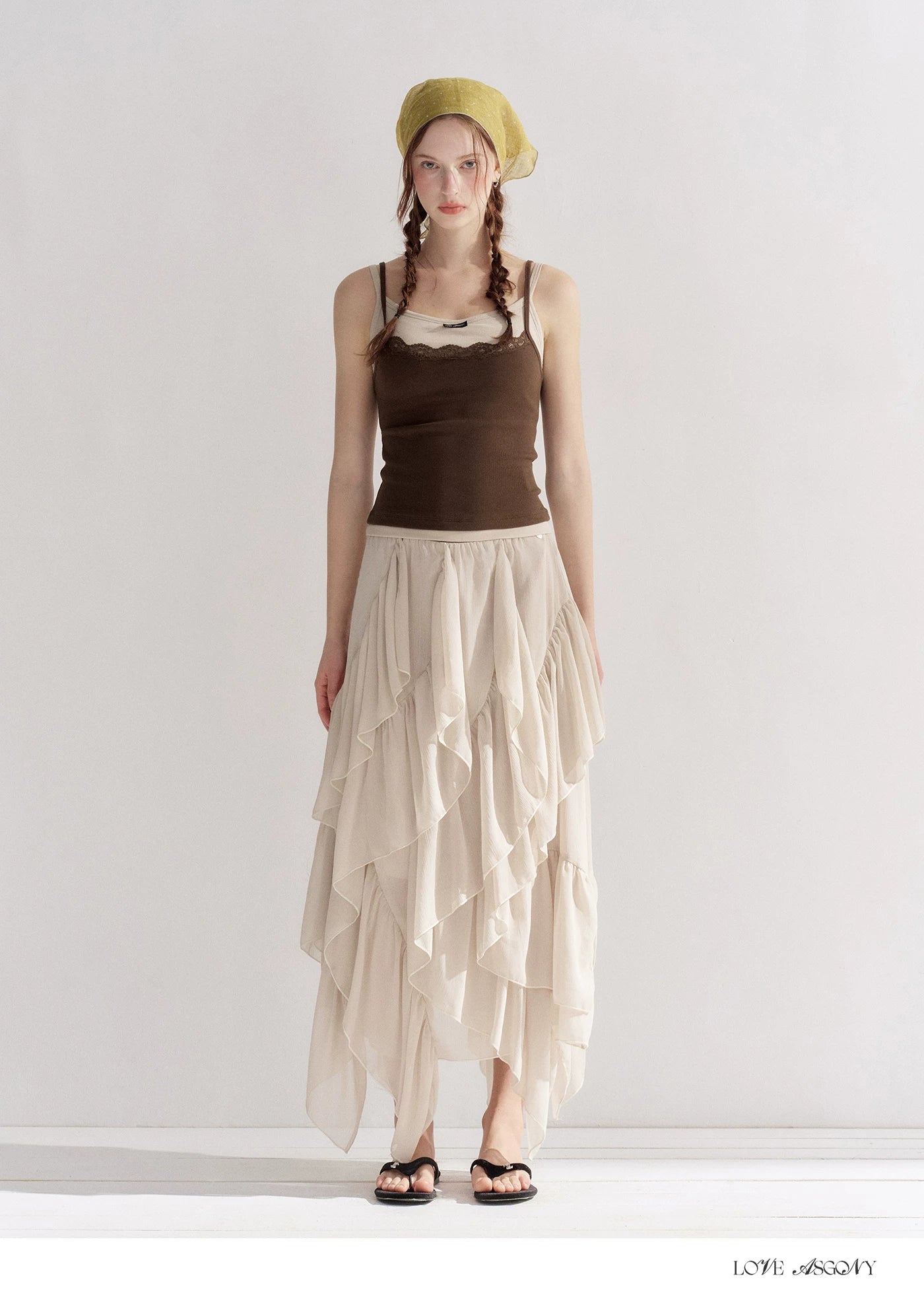 Irregular Ruffle Edge Chiffon Skirt
