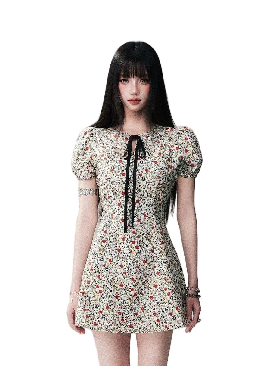 South Rose Cotton Dress Vintage Floral Print / M