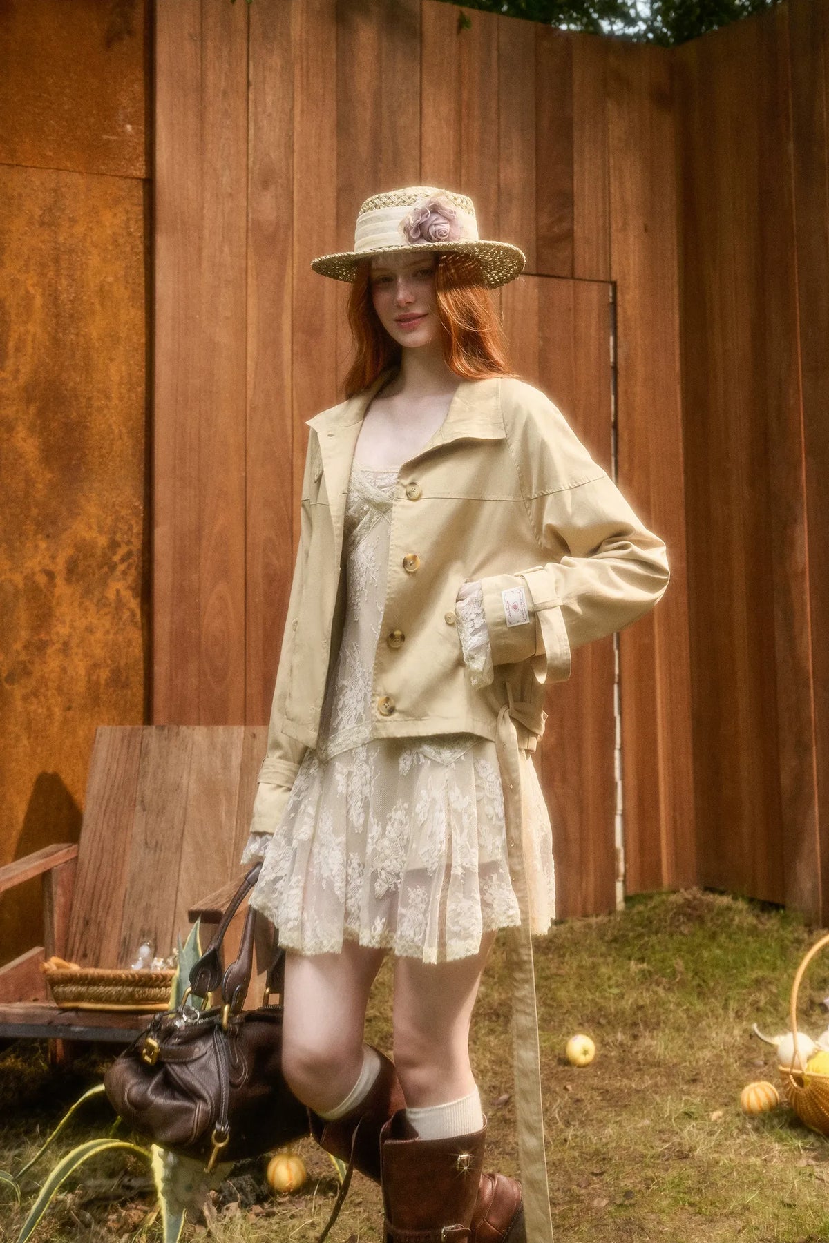 Woven Cropped Trench Jacket