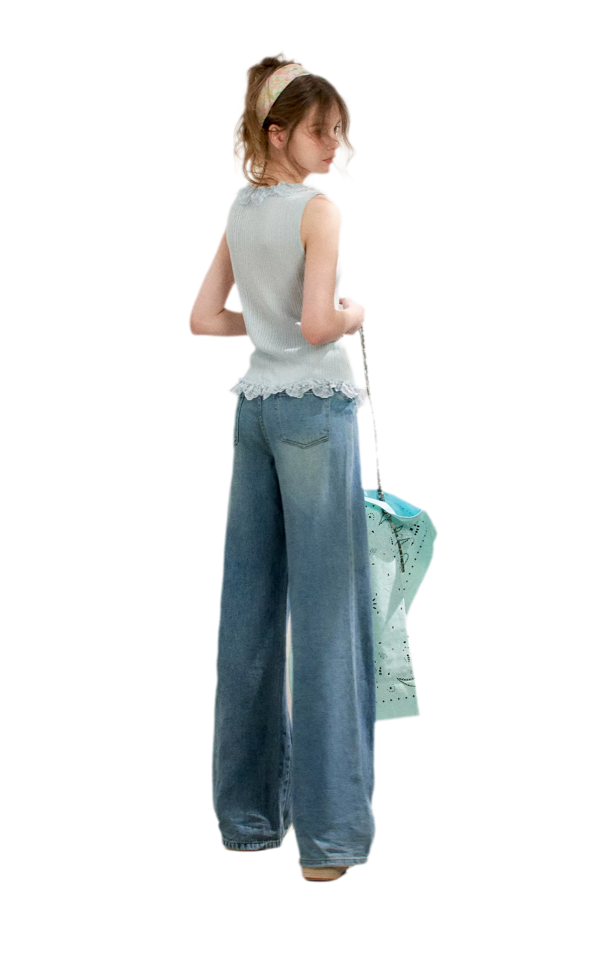Soft Cotton Wide-Leg Jeans with Bow Detail