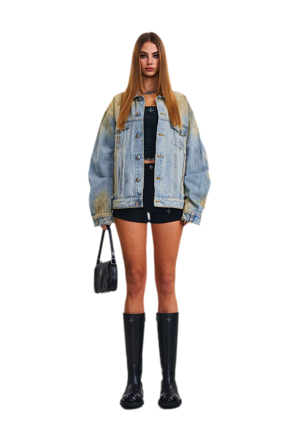 Cross Statue Denim Jacket
