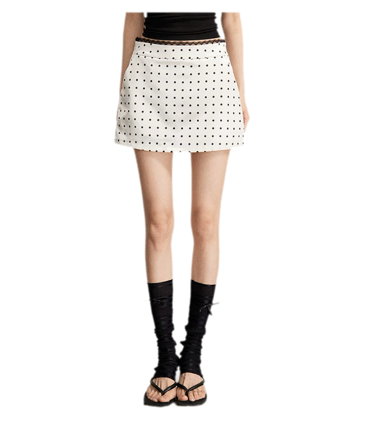 Lace Polka Dot Mini Skirt
