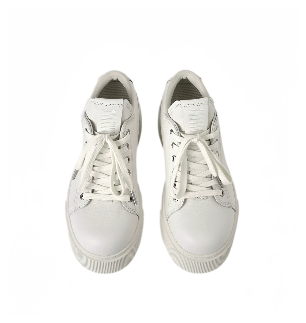 Sculptural Leather Thick-Soled Sneakers