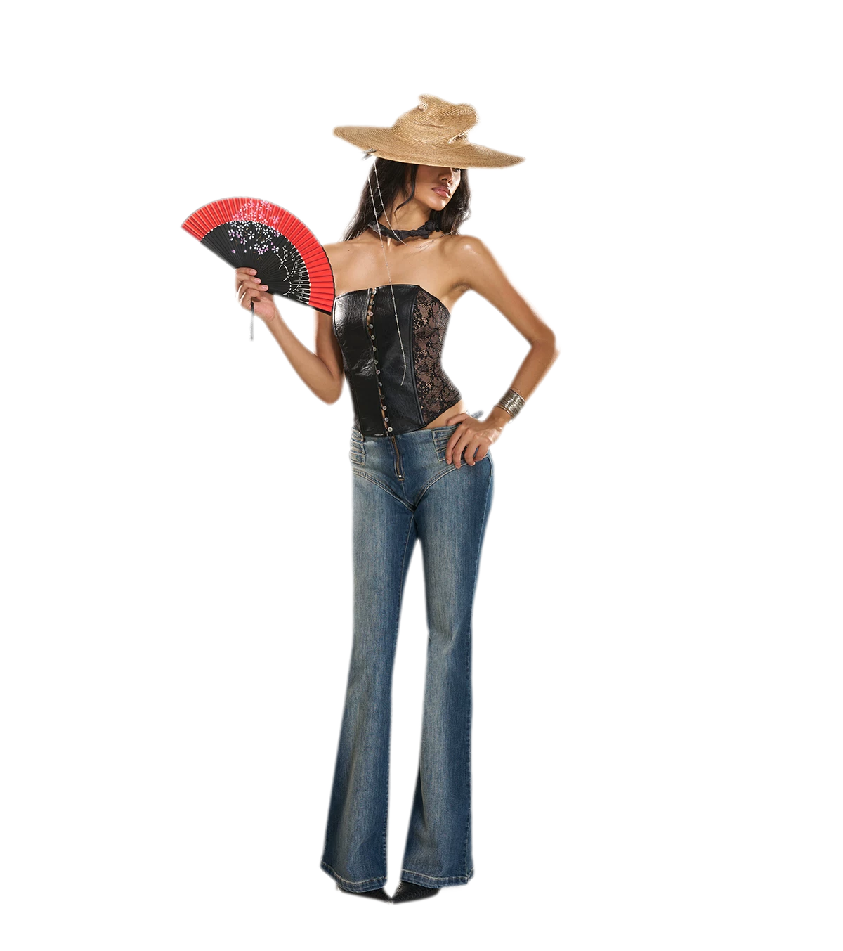 Washed Denim Multi-Belt Jeans