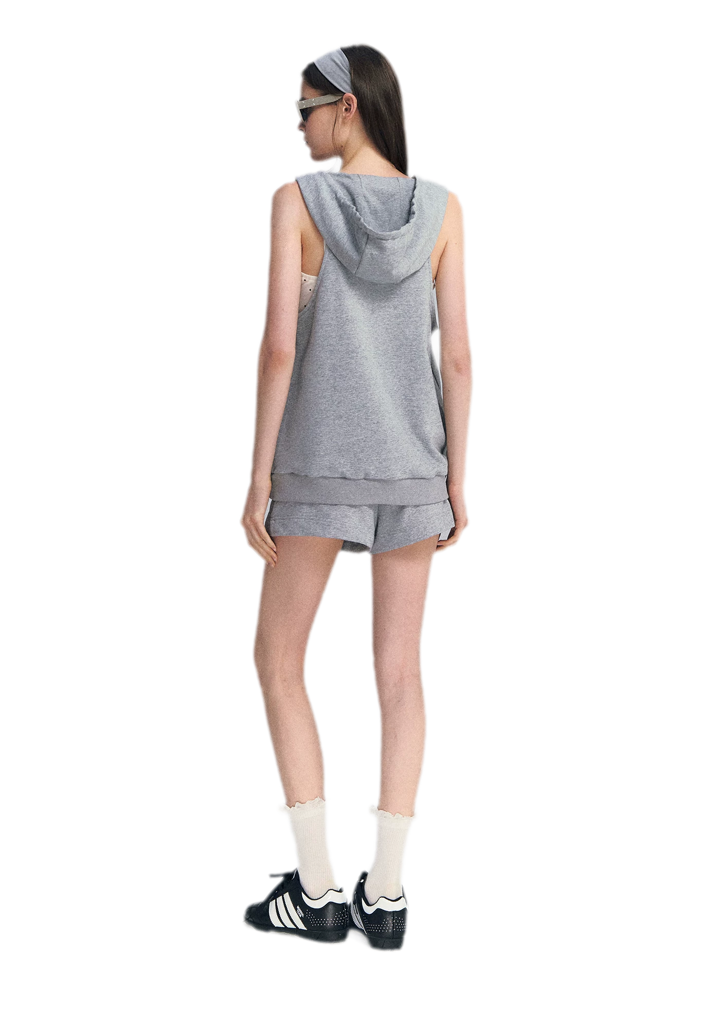U-Neck Hoodie Vest Set