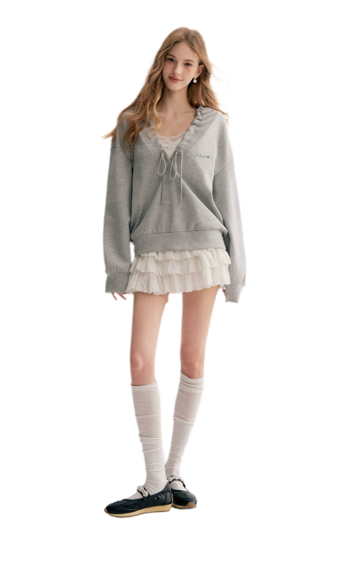 Cotton-Feel Ruched Oversized Hoodie