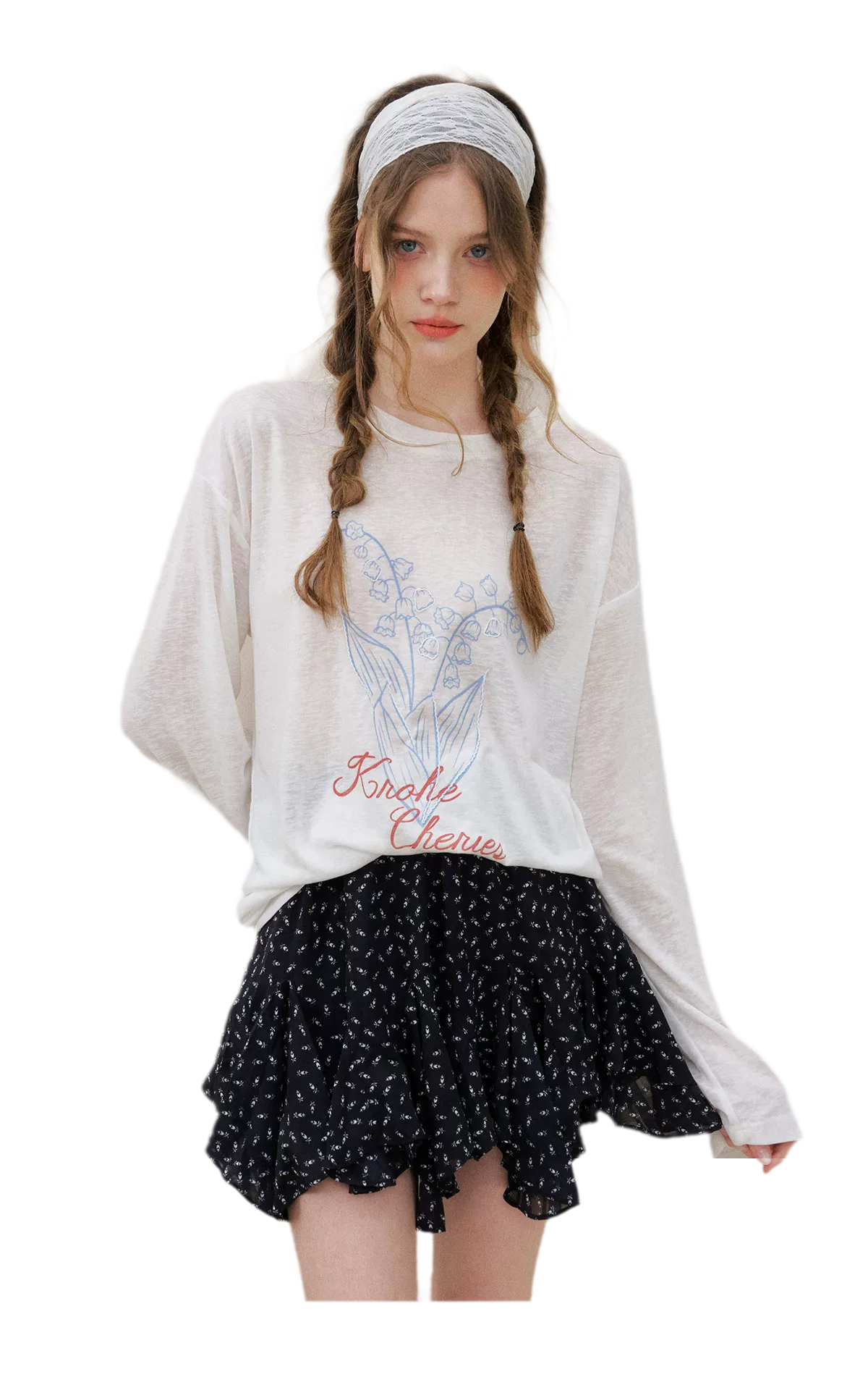Hand-Drawn Floral Sun Protection Pullover