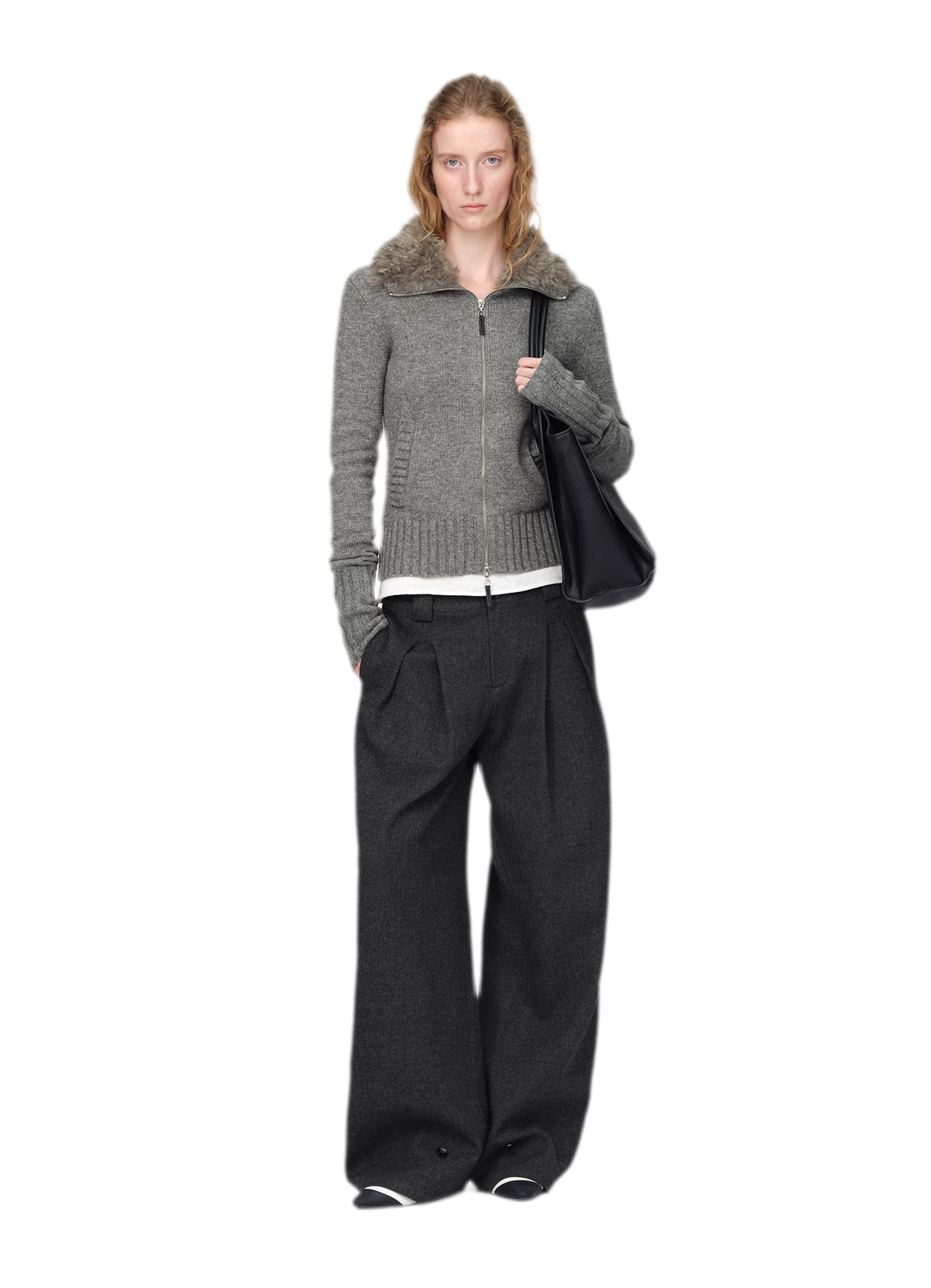 Wool Ribbed Fitted Cardigan