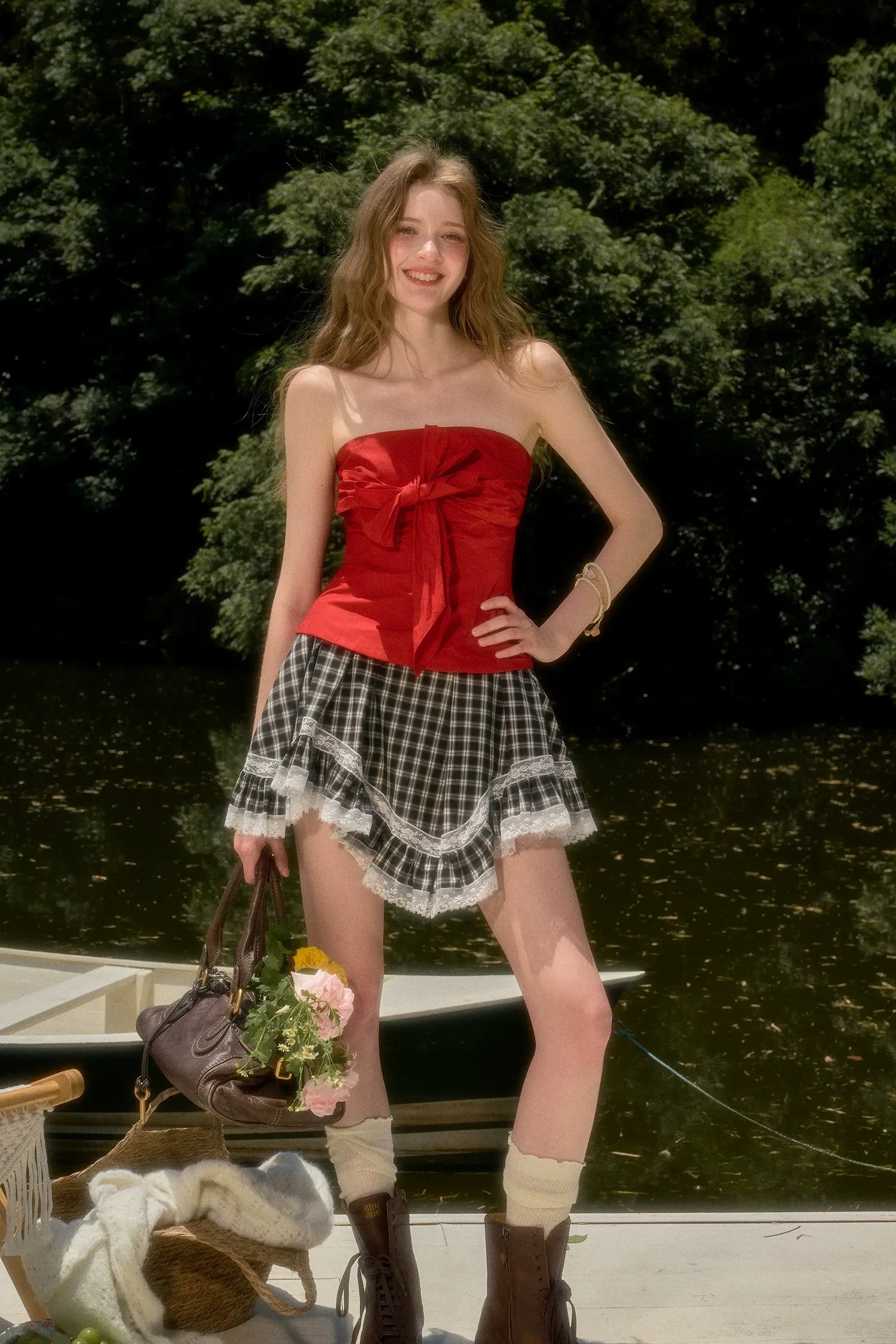 Cherry Bow Bandeau Top