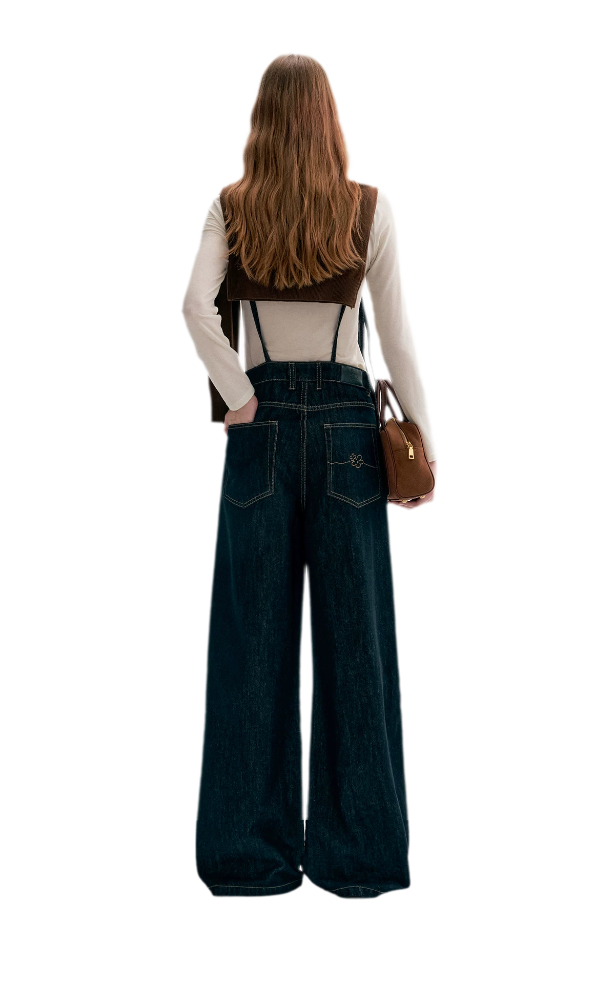 Contrast Floral Denim Overalls