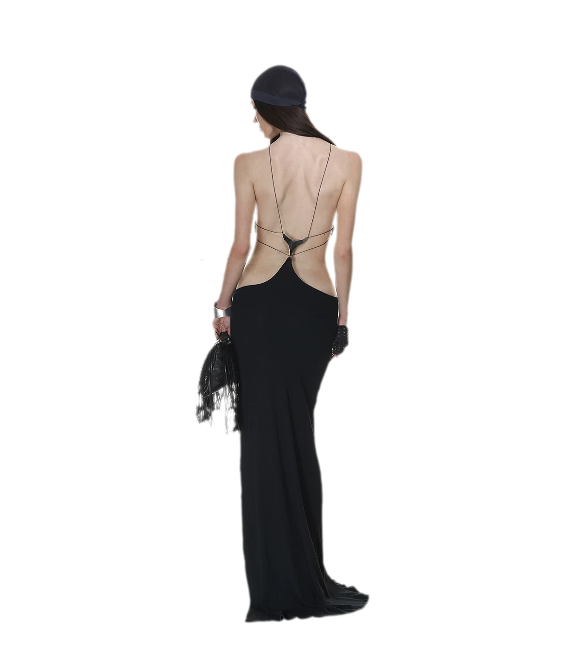 Backless Halter Slit Dress