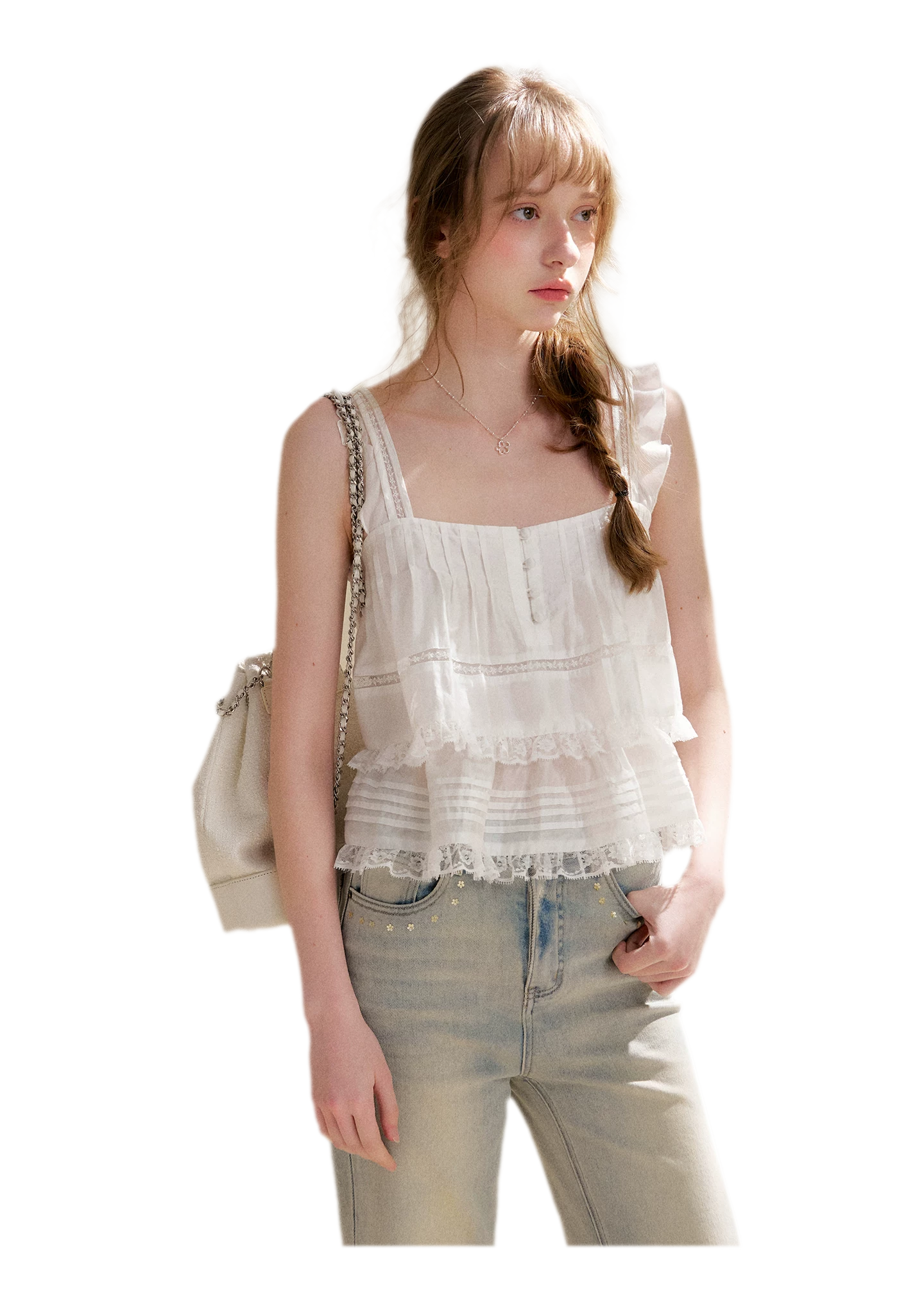 Lace Edge Camisole and Skirt Set