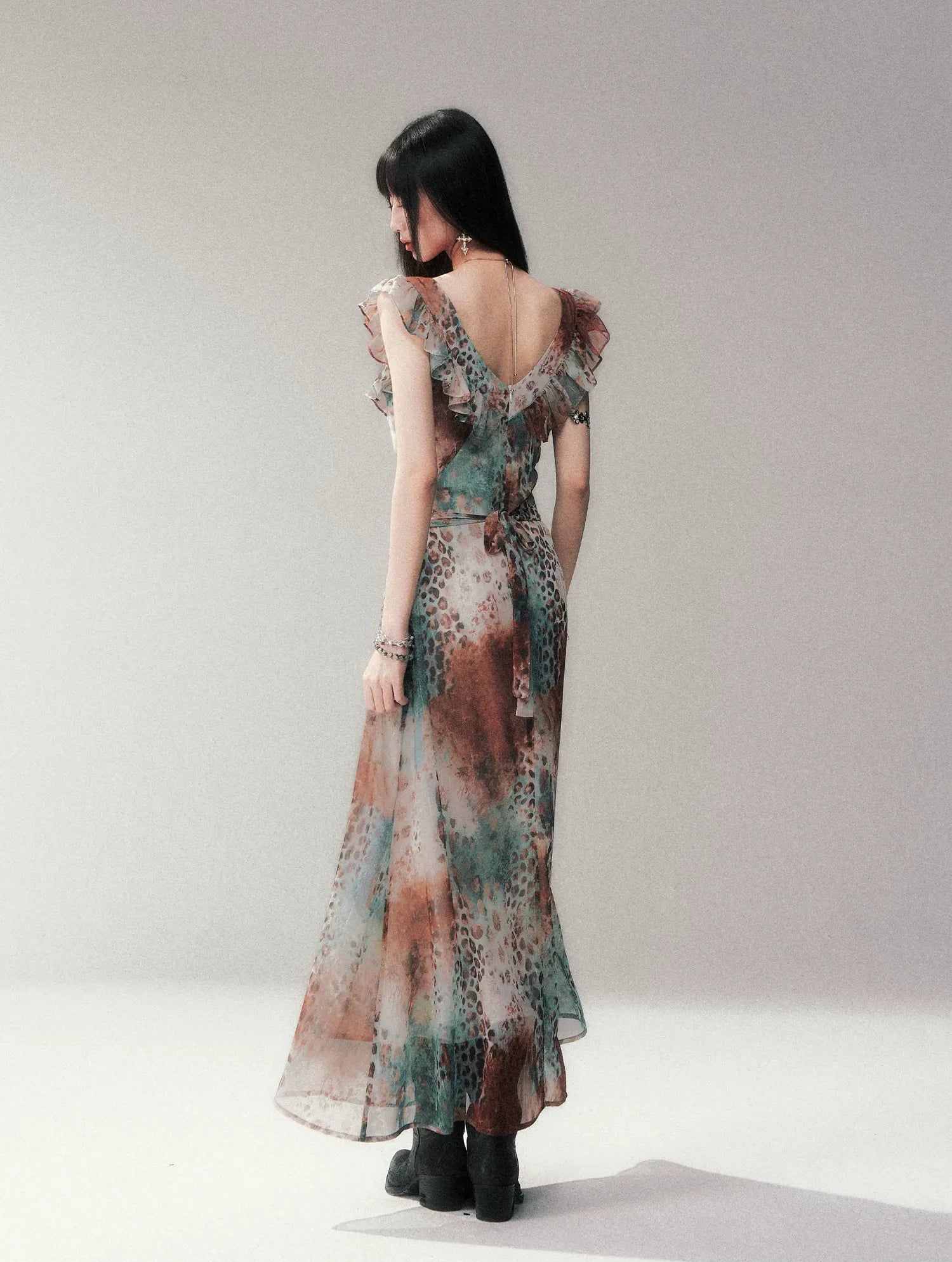 Sea Salt Leopard Chiffon Dress