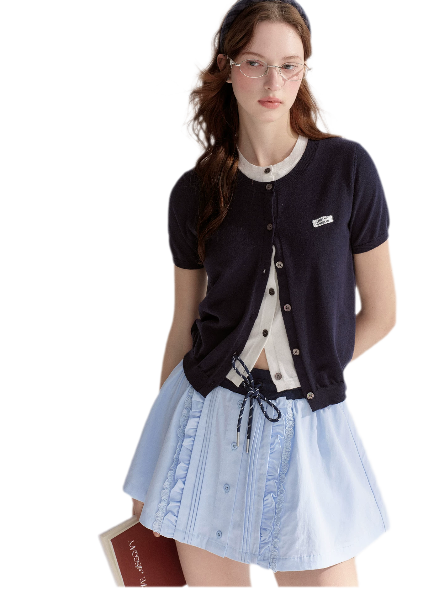Contrast Faux Layer Knit Tee